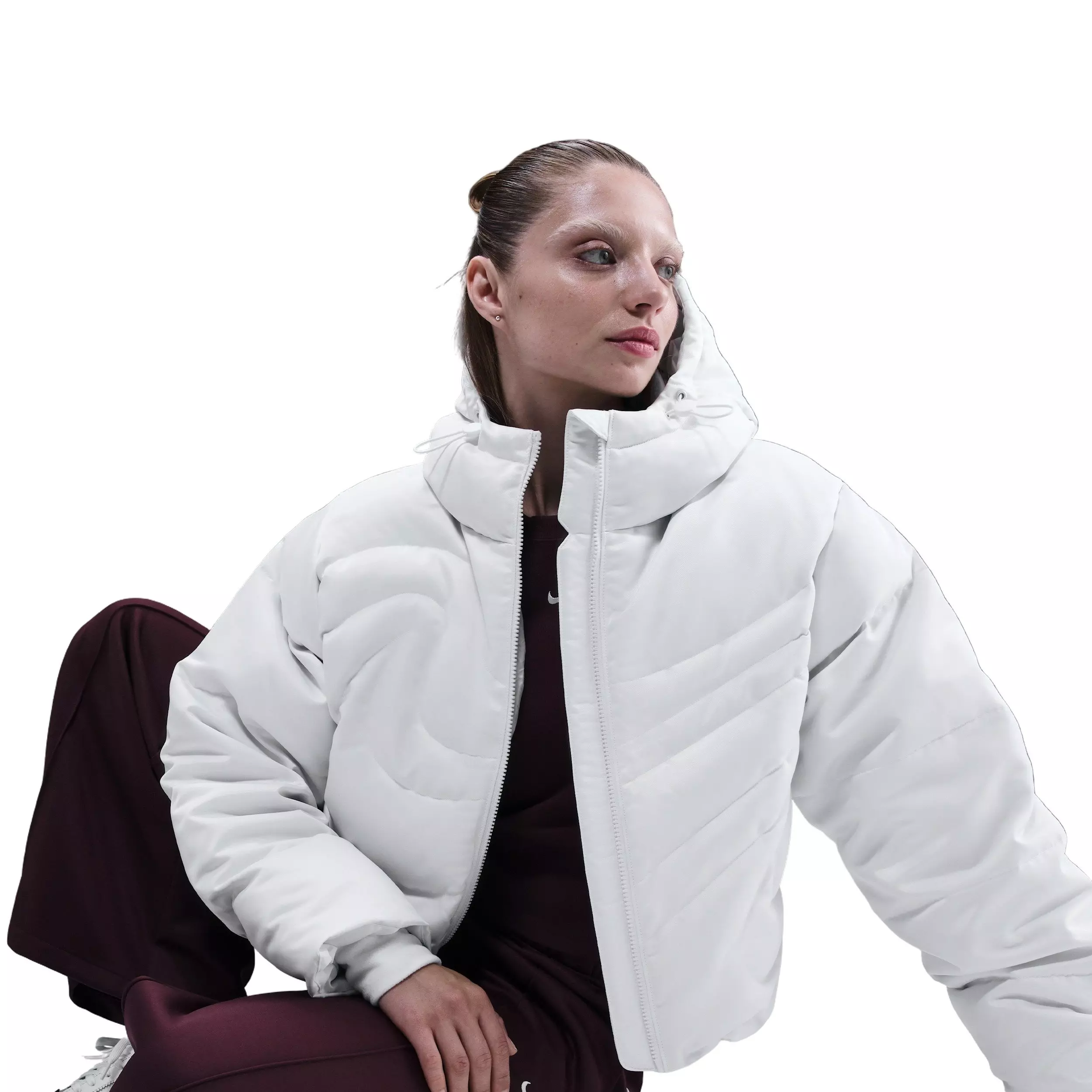 Nike Women's Sportswear Swoosh Series Therma-FIT Oversized Down Puffer Jacket - White - WHITE