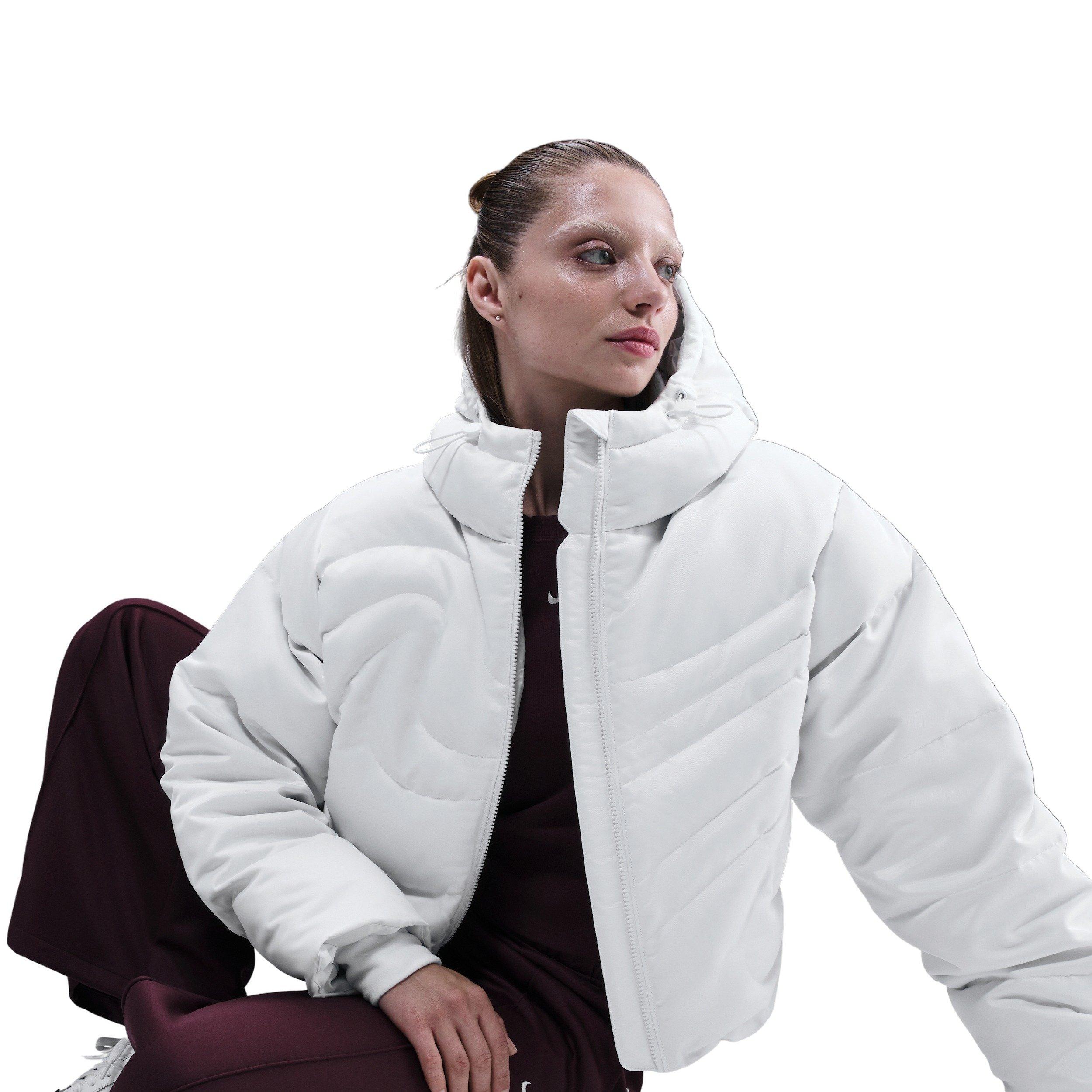 Nike Women's Sportswear Swoosh Series Therma-FIT Oversized Down Puffer Jacket -White - WHITE Thumbnail View 3