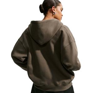 Nike Women's Studio Fleece Medium Weight Oversized Full-Zip Hooded Jacket - Brown - BROWN