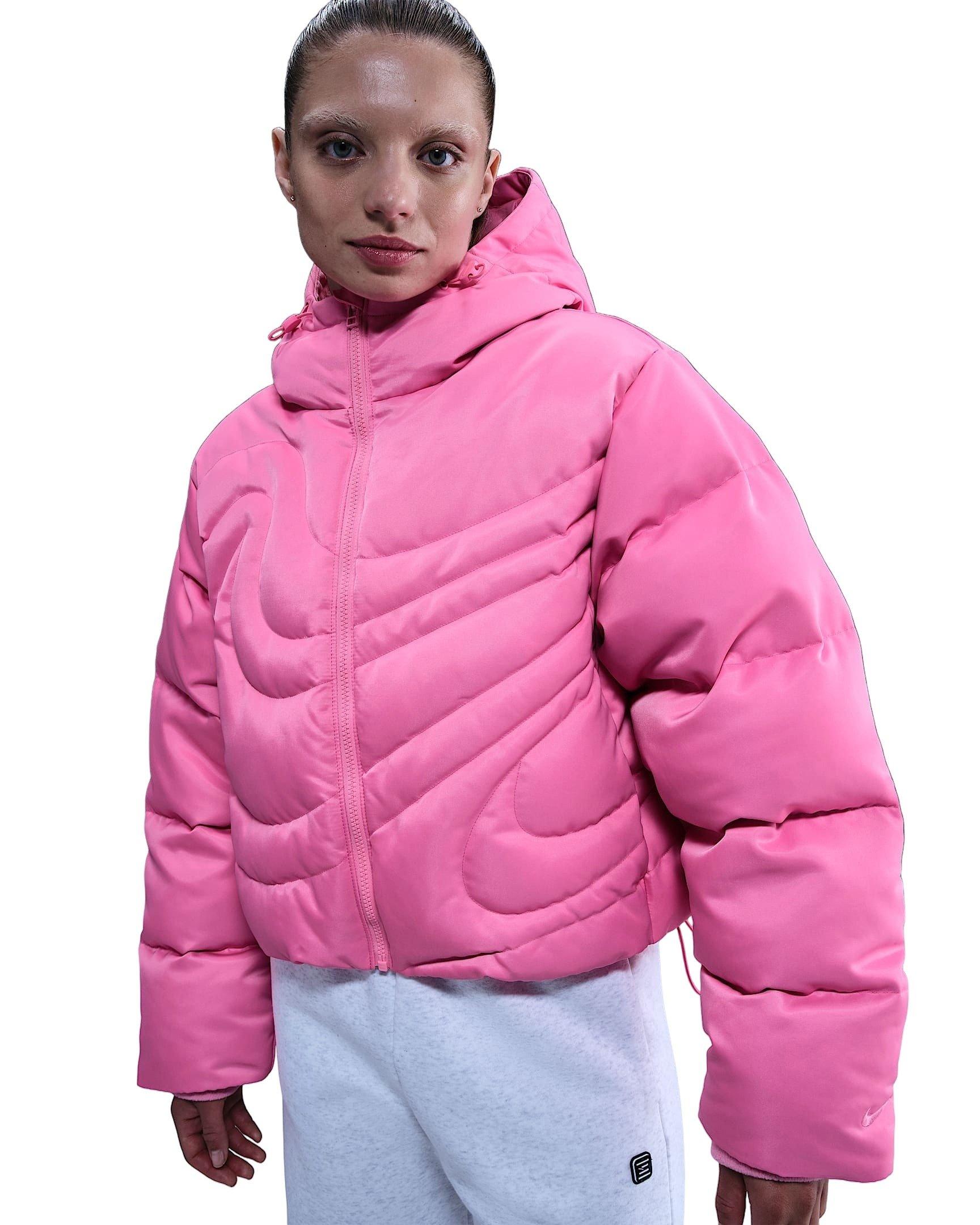 Nike Women's Sportswear Swoosh Series Therma-FIT Oversized Down Puffer Jacket -Pink - PINK Thumbnail View 1