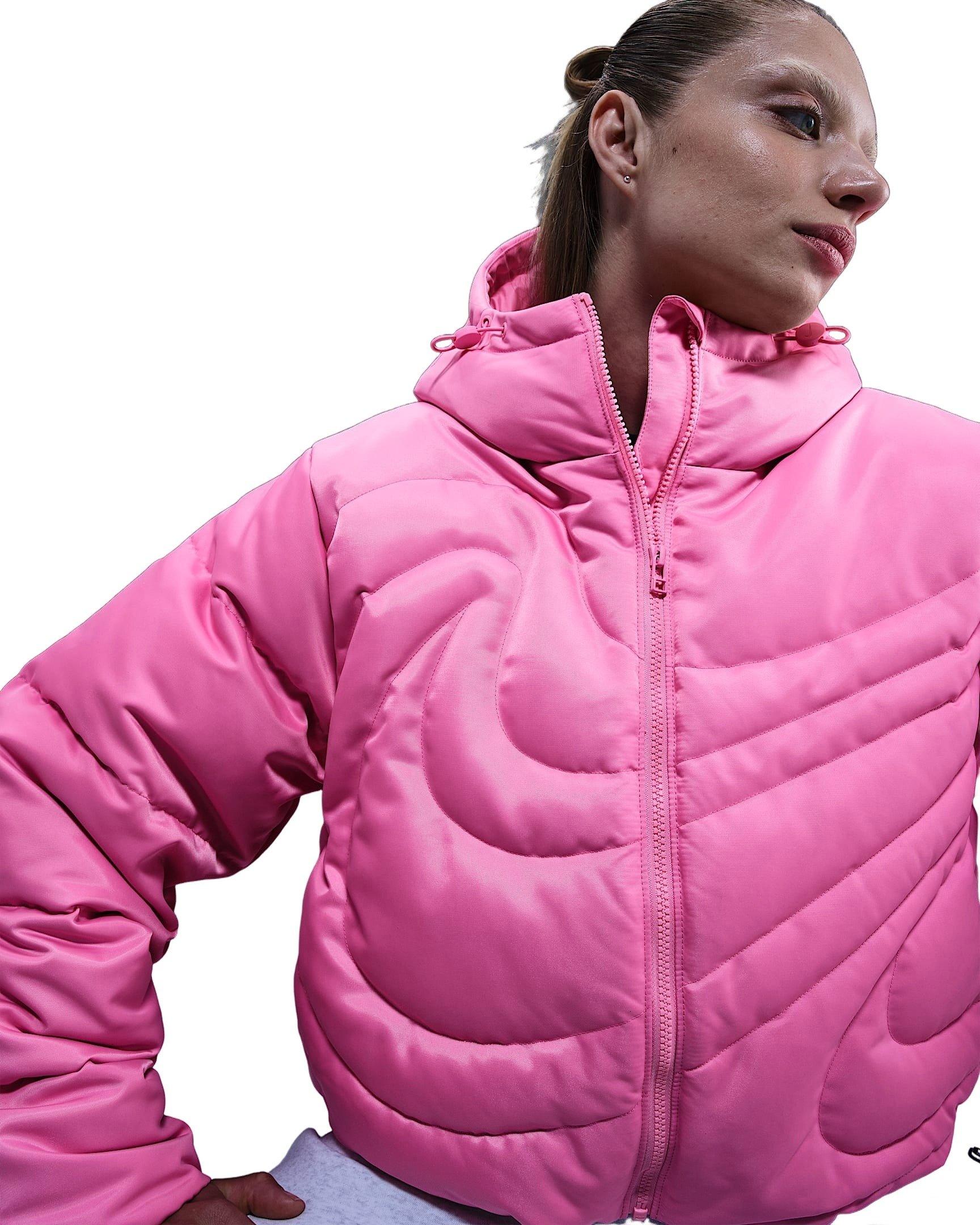 Nike Women's Sportswear Swoosh Series Therma-FIT Oversized Down Puffer Jacket -Pink - PINK Thumbnail View 3