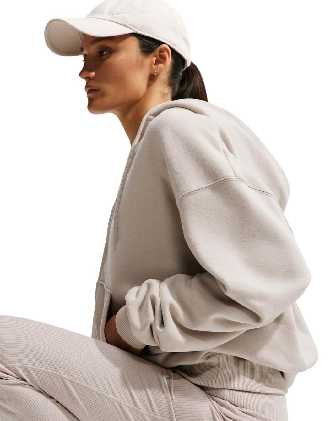 Nike Women's Studio Fleece Medium Weight Oversized Full-Zip Hooded Jacket - Cream - CREAM