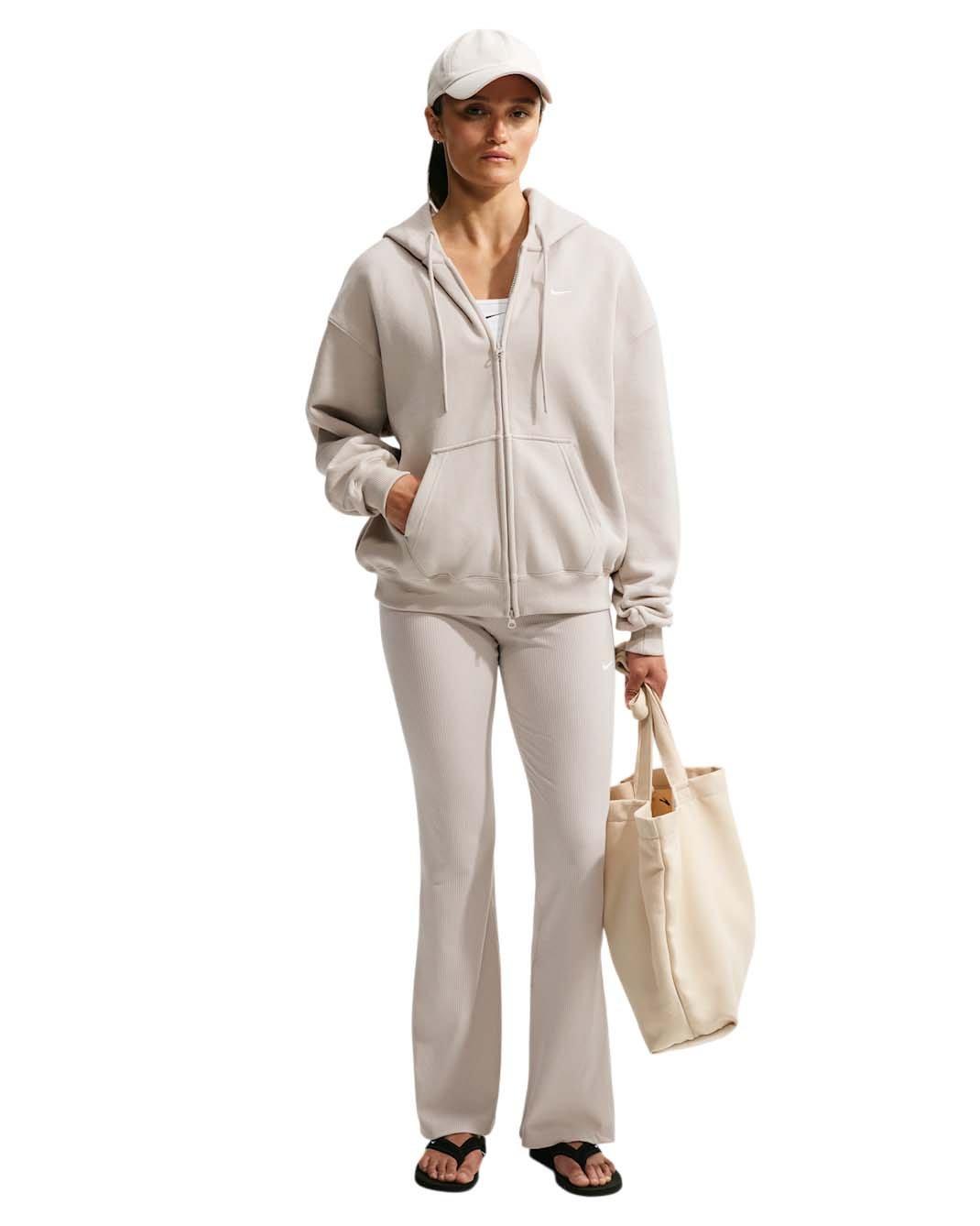 Nike Women's Studio Fleece Medium Weight Oversized Full-Zip Hooded Jacket - Cream - CREAM