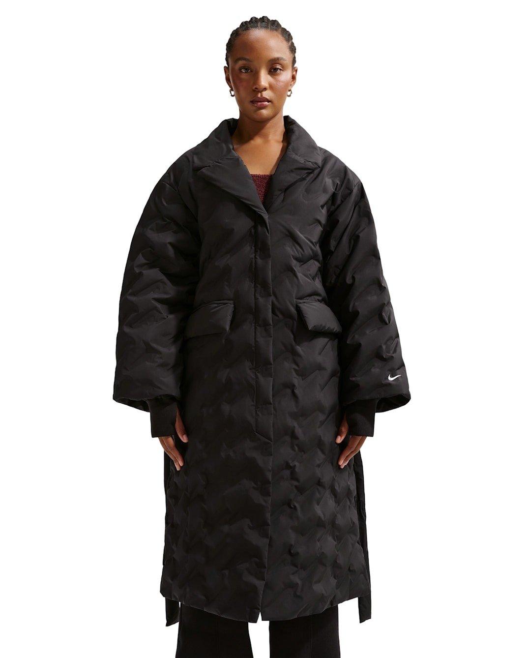 Nike Women's Sportswear Swoosh Series Therma-FIT Oversized Down Trench Coat - Black - BLACK Thumbnail View 1