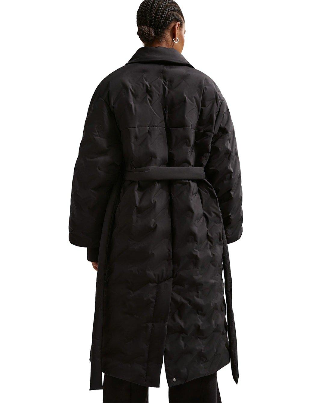 Nike Women's Sportswear Swoosh Series Therma-FIT Oversized Down Trench Coat - Black - BLACK Thumbnail View 2