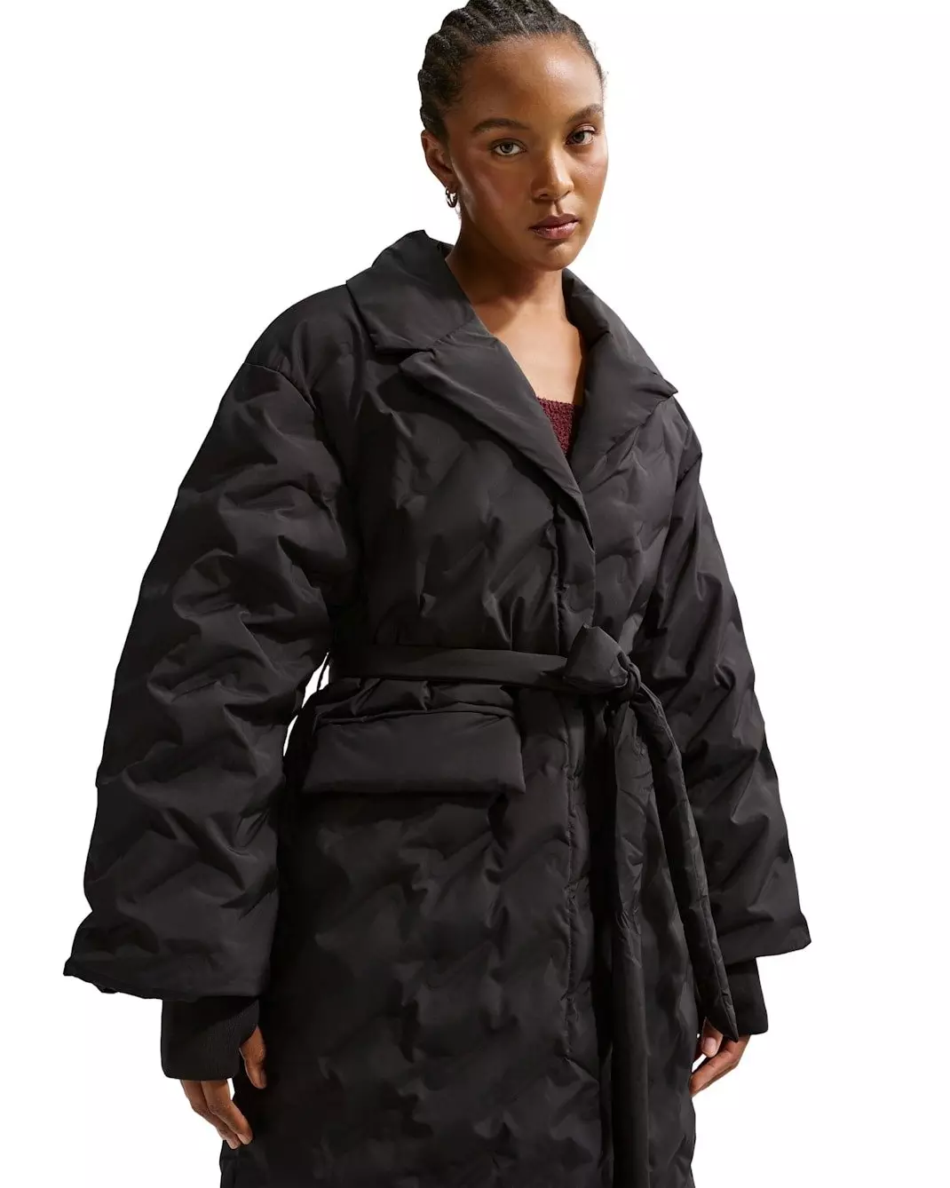 Nike Women's Sportswear Swoosh Series Therma-FIT Oversized Down Trench Coat -Black - BLACK