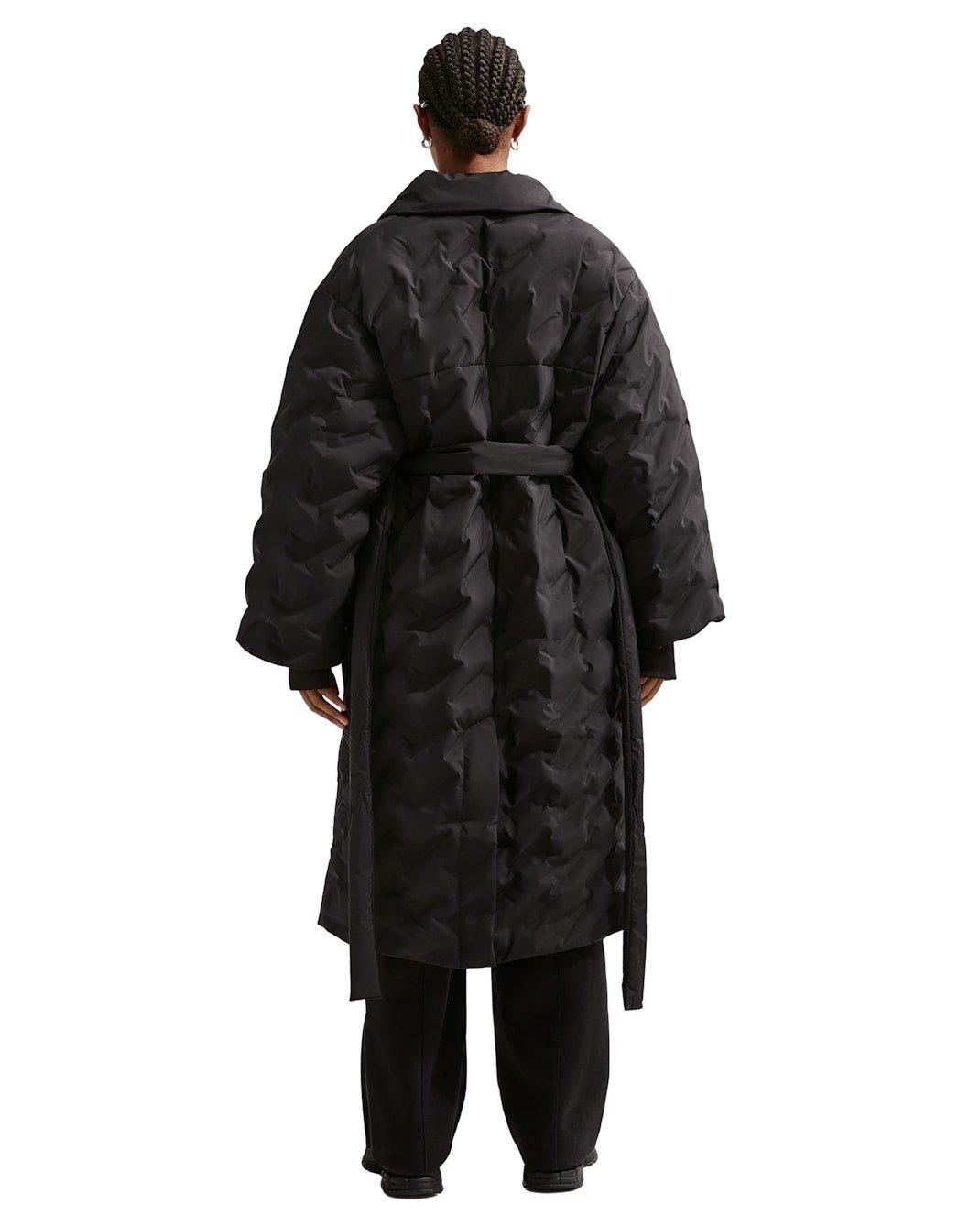 Nike Women's Sportswear Swoosh Series Therma-FIT Oversized Down Trench Coat - Black - BLACK Thumbnail View 6