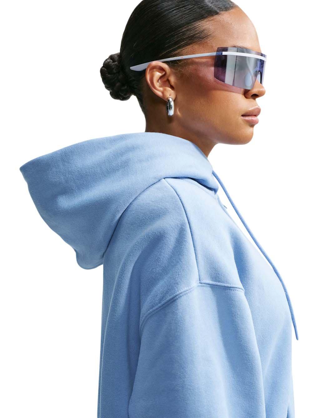 Nike Women's Studio Fleece Medium Weight Oversized Full-Zip Hooded Jacket - Blue - BLUE