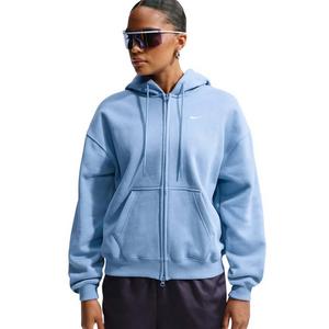 Nike Women's Studio Fleece Medium Weight Oversized Full-Zip Hooded Jacket - Blue - BLUE