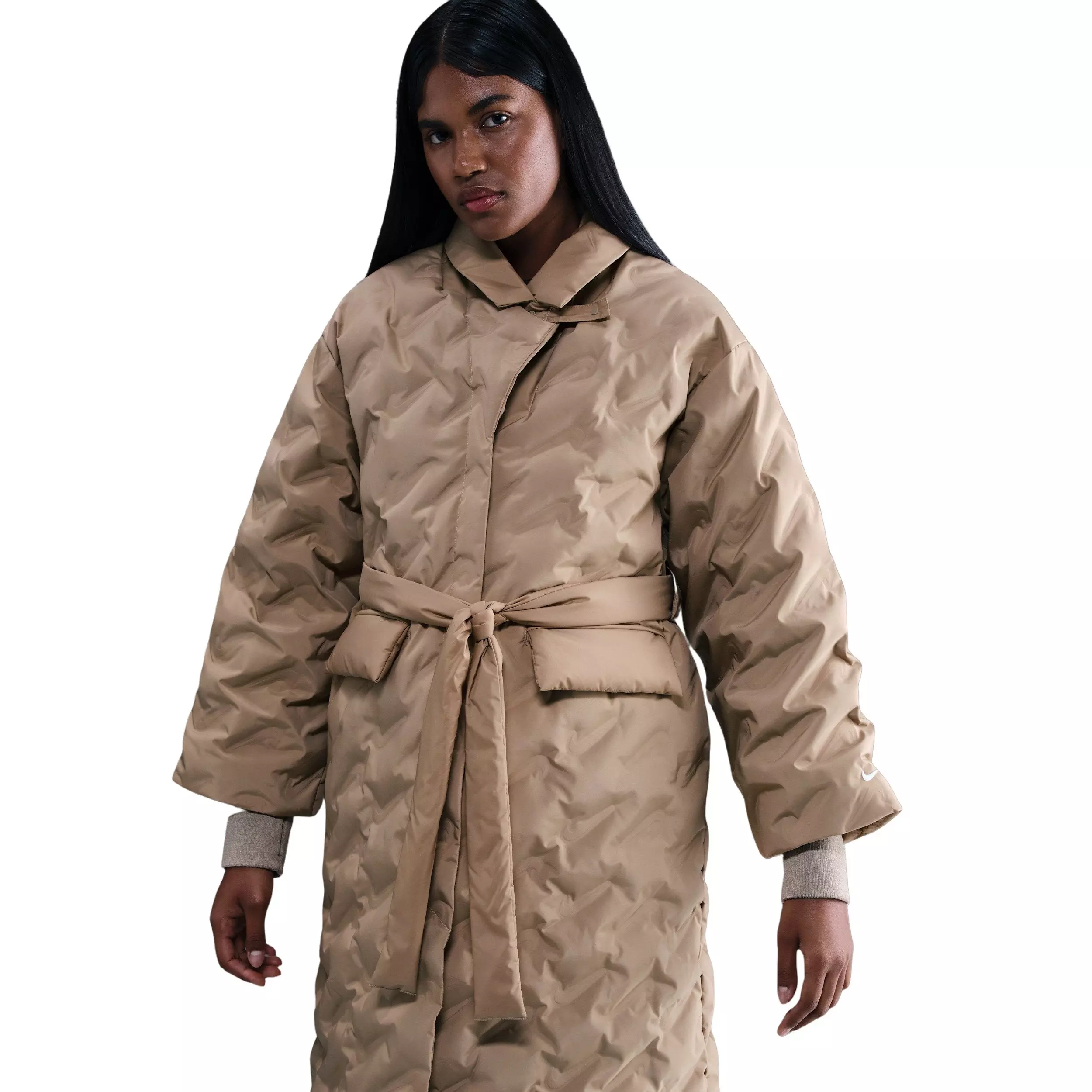 Nike Women's Sportswear Swoosh Series Therma-FIT Oversized Down Trench Coat - Khaki - KHAKI