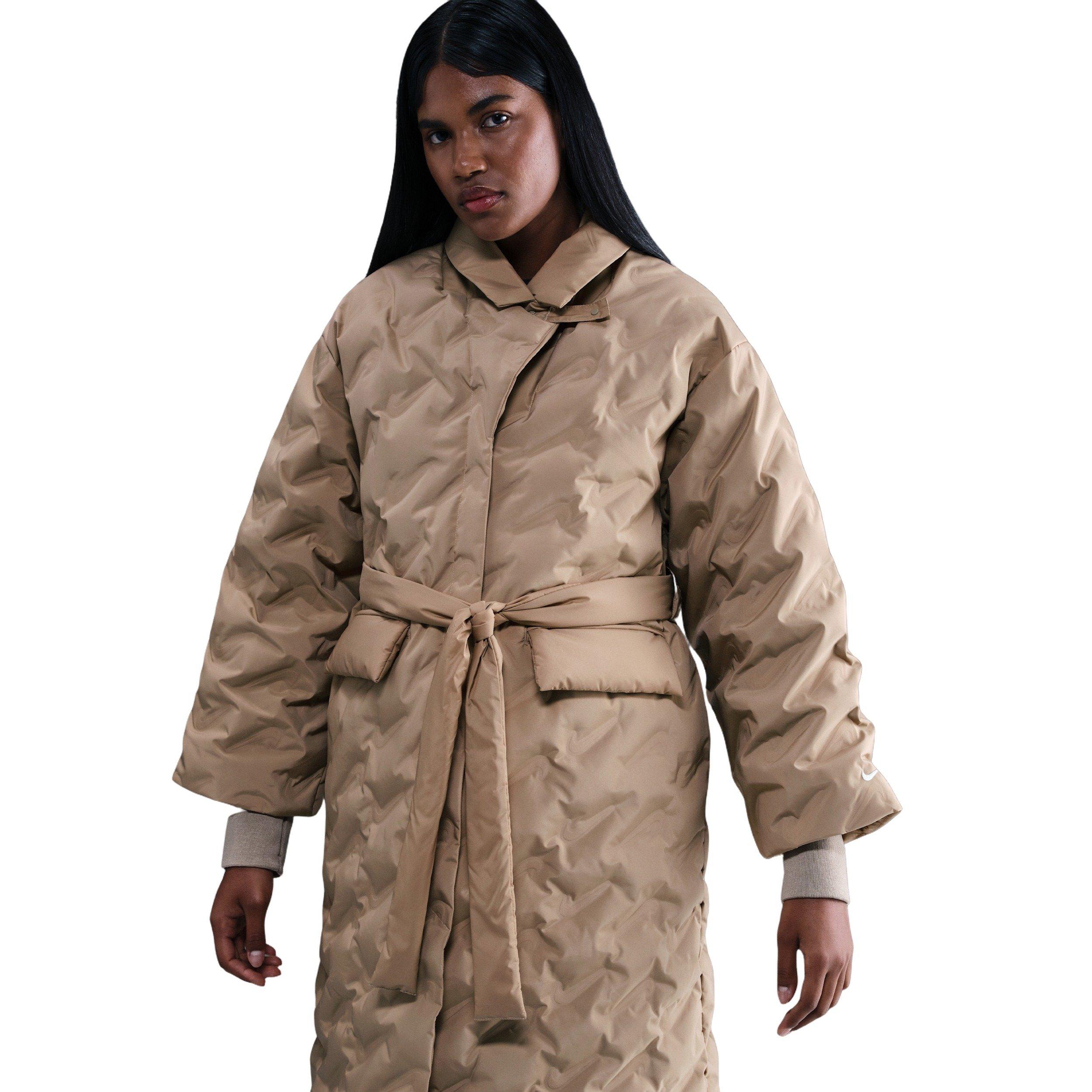 Nike Women's Sportswear Swoosh Series Therma-FIT Oversized Down Trench Coat -Khaki - KHAKI Thumbnail View 3