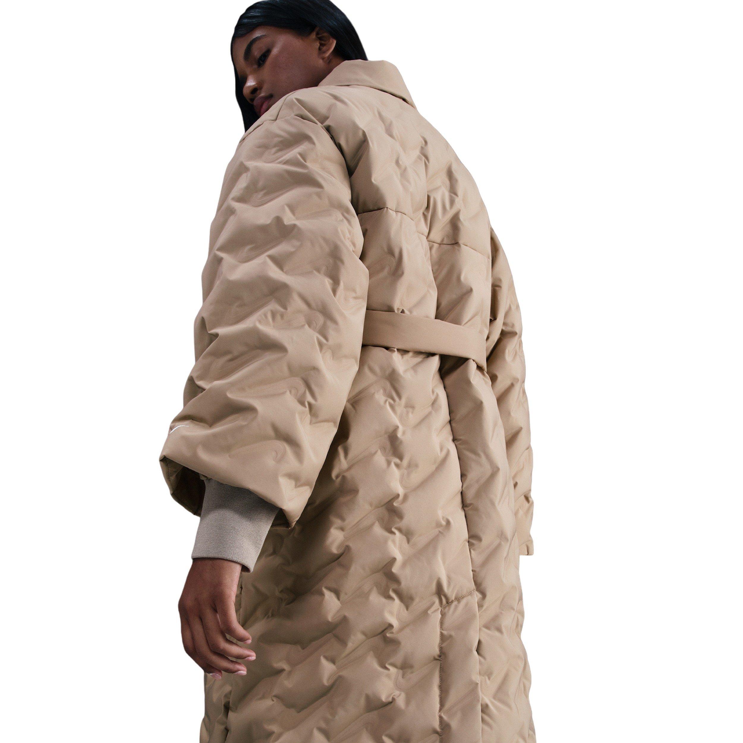 Nike Women's Sportswear Swoosh Series Therma-FIT Oversized Down Trench Coat -Khaki - KHAKI Thumbnail View 4