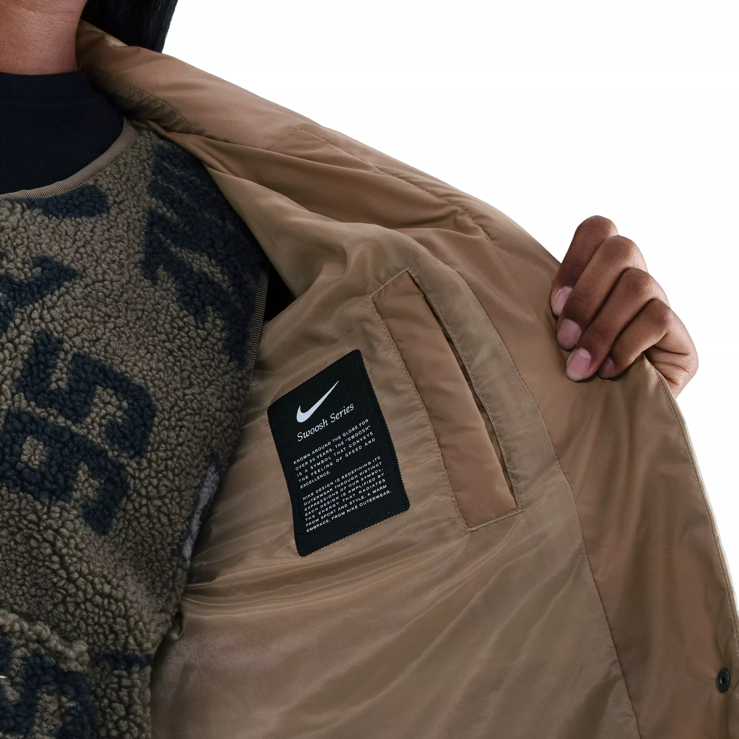 Nike Women's Sportswear Swoosh Series Therma-FIT Oversized Down Trench Coat -Khaki - KHAKI