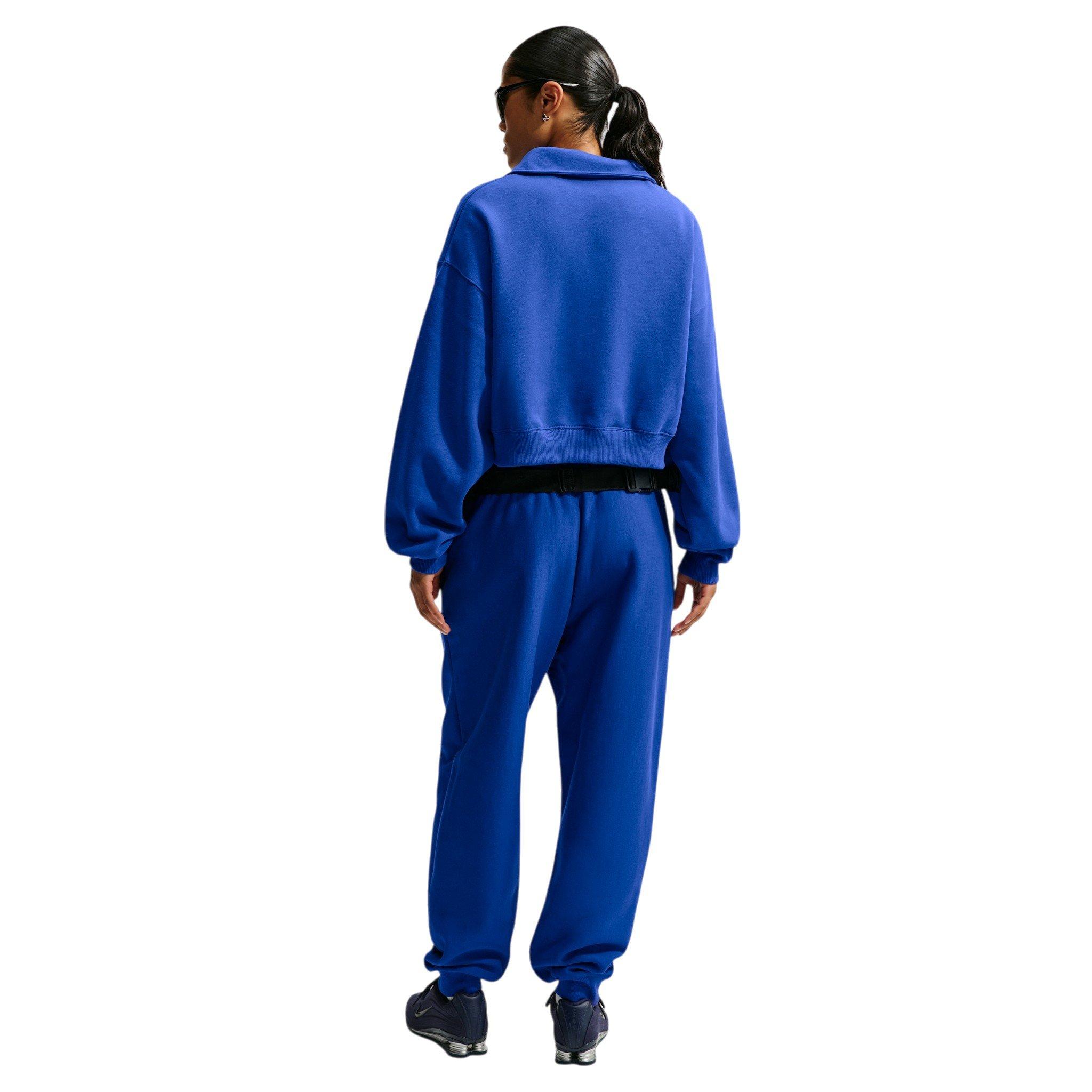 Nike Women's Studio Fleece Med-Weight Oversized Cropped Polo - Royal - ROYAL