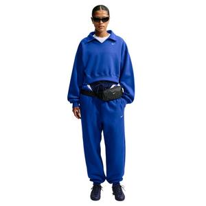 Nike Women's Studio Fleece Med-Weight Oversized Cropped Polo - Royal - ROYAL