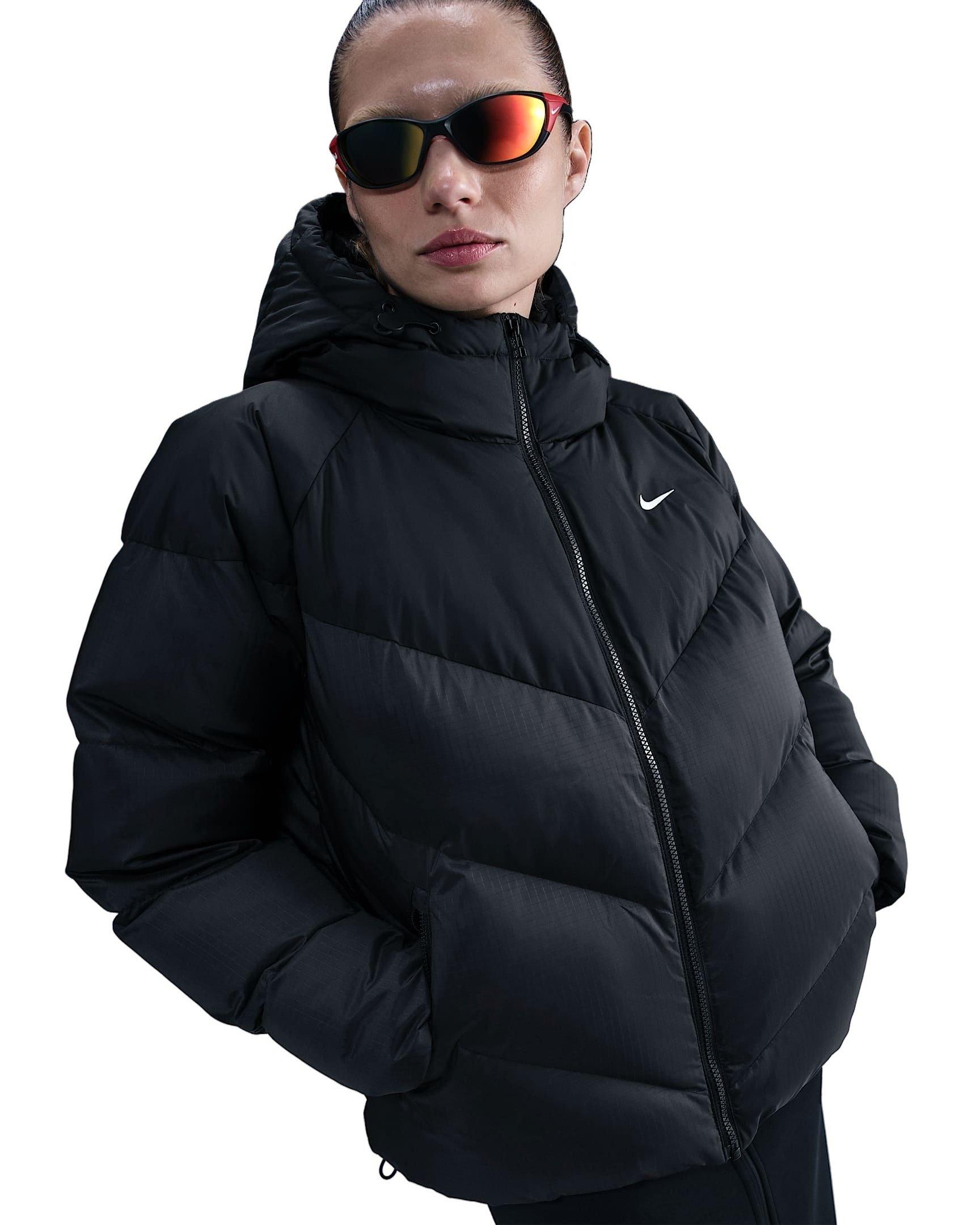 Nike Women's Sportswear Windpuffer Storm-FIT Loose Hooded Down Puffer - Black - BLACK Thumbnail View 1