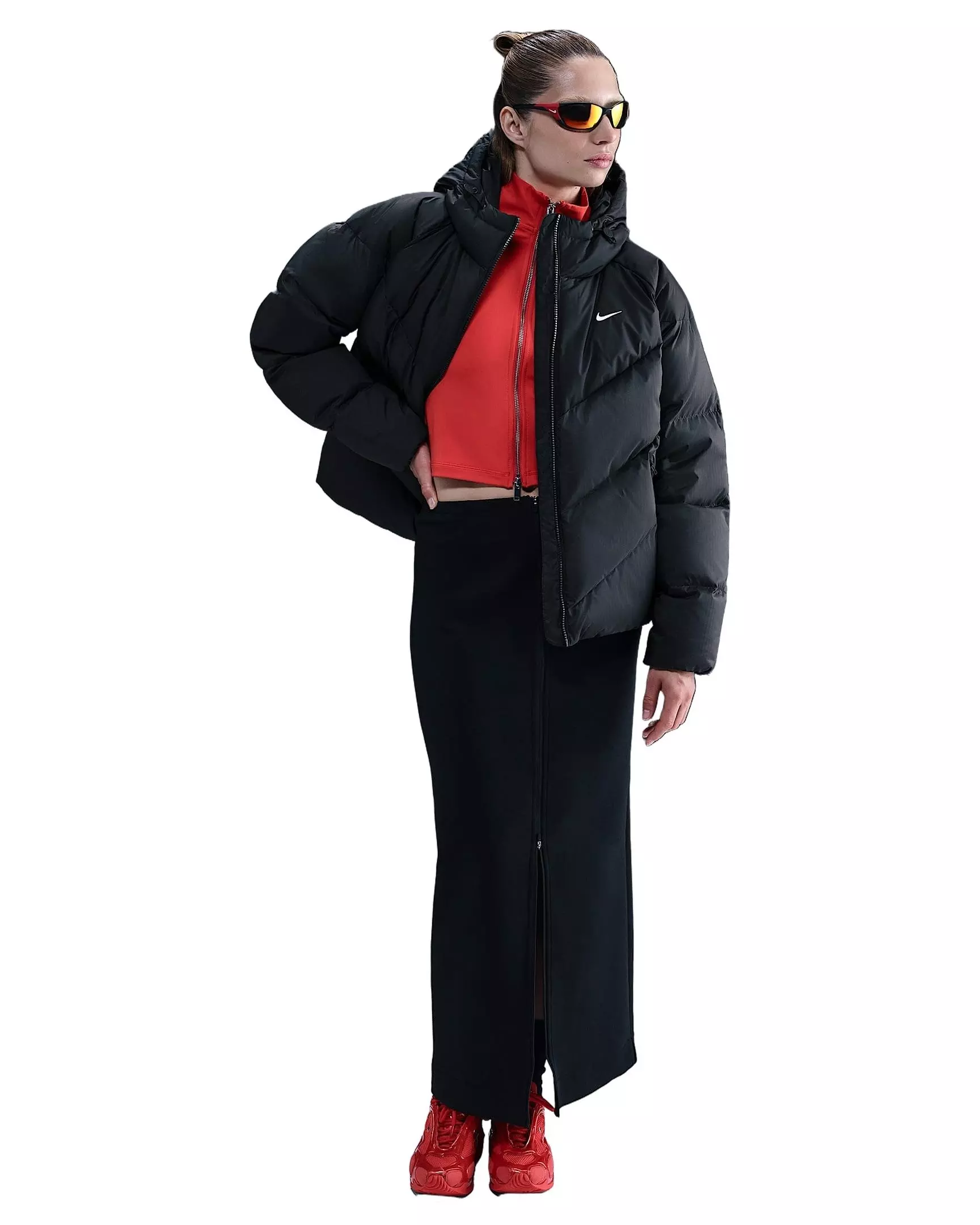 Nike Women's Sportswear Windpuffer Storm-FIT Loose Hooded Down Puffer - Black - BLACK