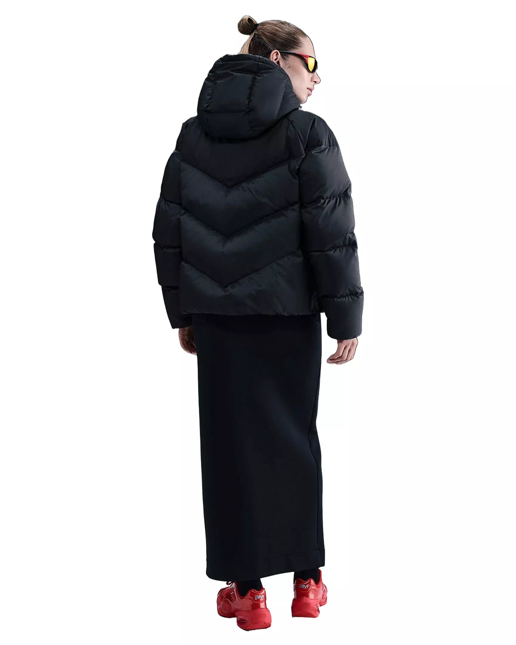 Nike Women's Sportswear Windpuffer Storm-FIT Loose Hooded Down Puffer -Black - BLACK