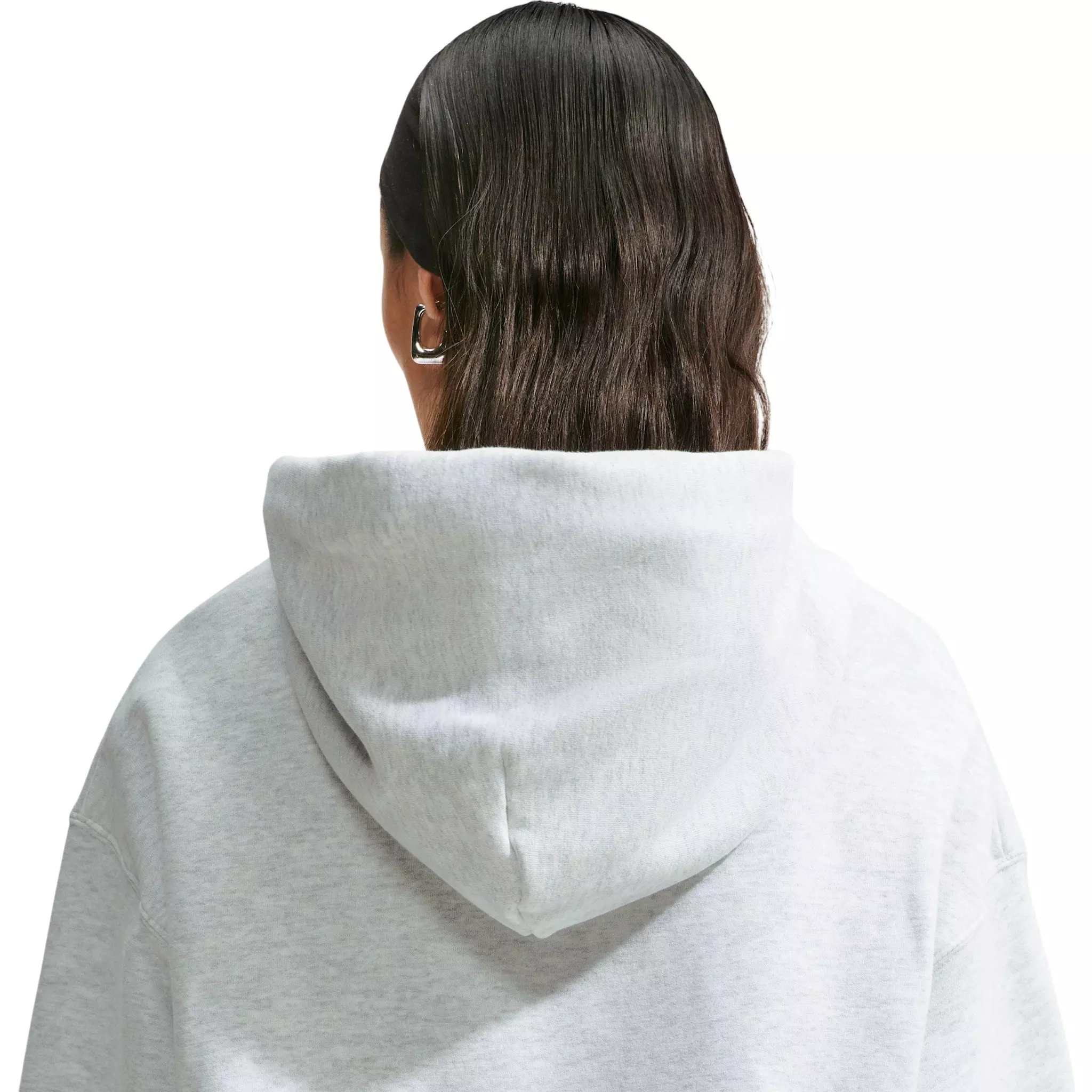 Nike Women's Studio Fleece Medium Weight Oversized Cropped Hoodie - Birch Heather - BIRCH HEATHER