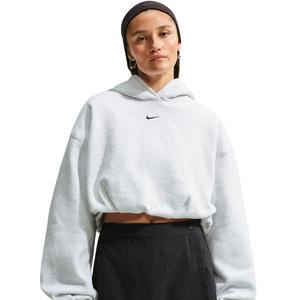 Nike Women's Studio Fleece Medium Weight Oversized Cropped Hoodie - Birch Heather - BIRCH HEATHER