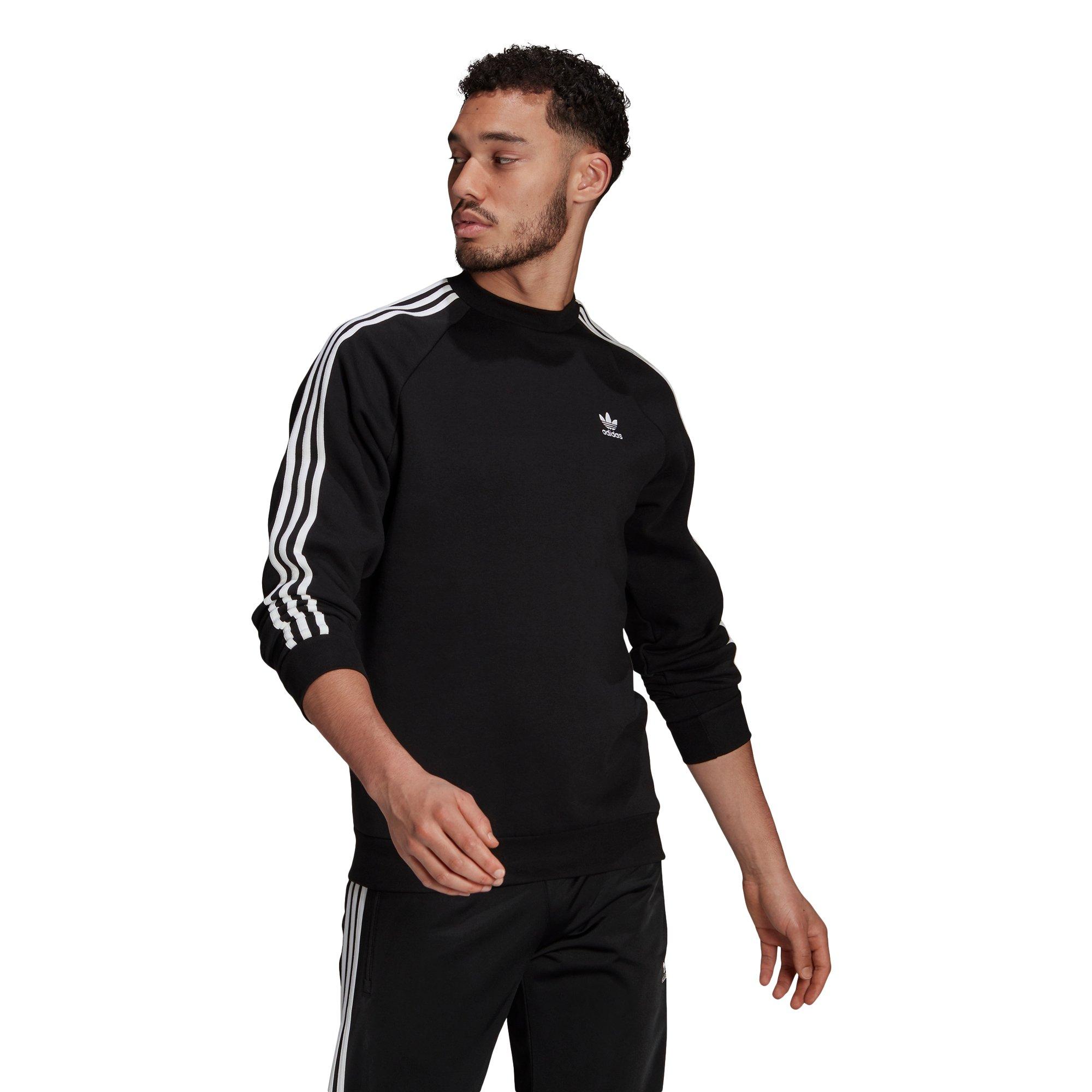 adidas Originals Men\'s Adicolor Classics Crew - Black | City Sweatshirt Hibbett Gear 3-Stripes