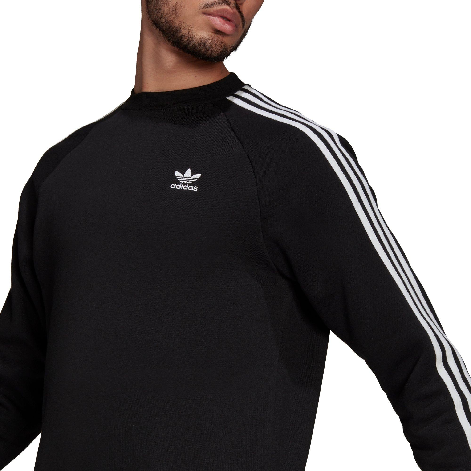 adidas Originals Men\'s Adicolor Classics 3-Stripes Black Crew Sweatshirt -  Hibbett | City Gear