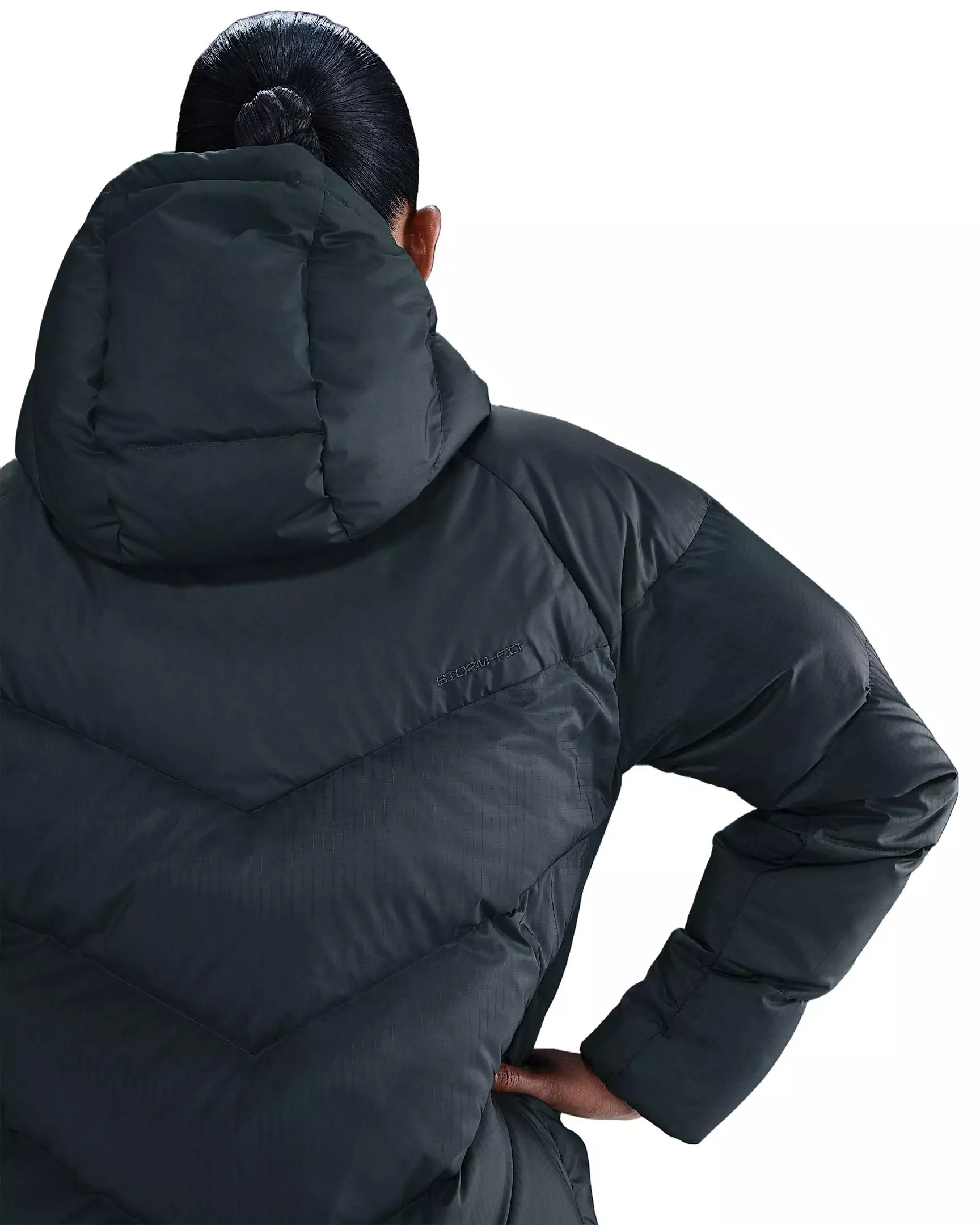 Nike Women's Sportswear Windpuffer Storm-FIT Loose Hooded Down Puffer - Seaweed Green - SEAWEED GREEN