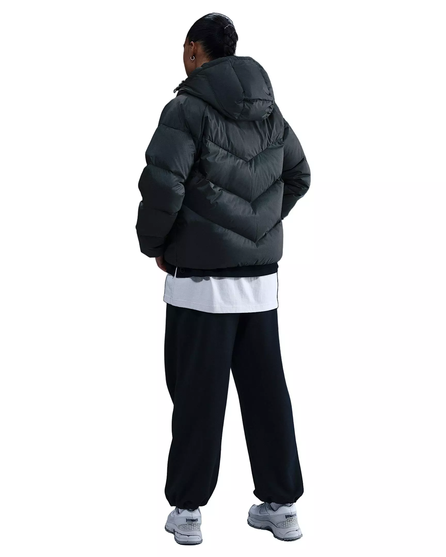 Nike Women's Sportswear Windpuffer Storm-FIT Loose Hooded Down Puffer - Seaweed Green - SEAWEED GREEN