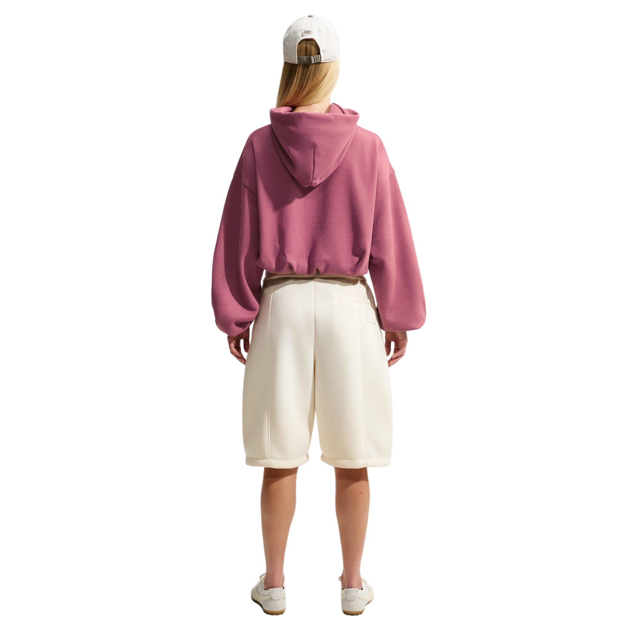 Nike Women's Studio Fleece Medium Weight Oversized Cropped Hoodie - Pink Smoke - PINK SMOKE