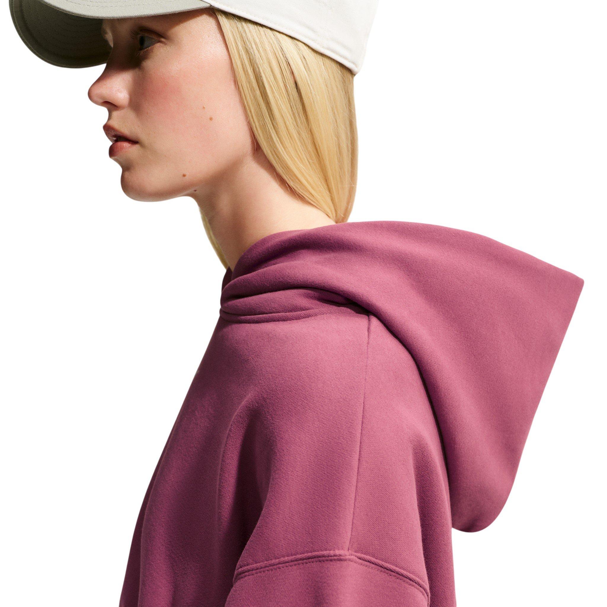 Nike Women's Studio Fleece Medium Weight Oversized Cropped Hoodie - Pink Smoke - PINK SMOKE