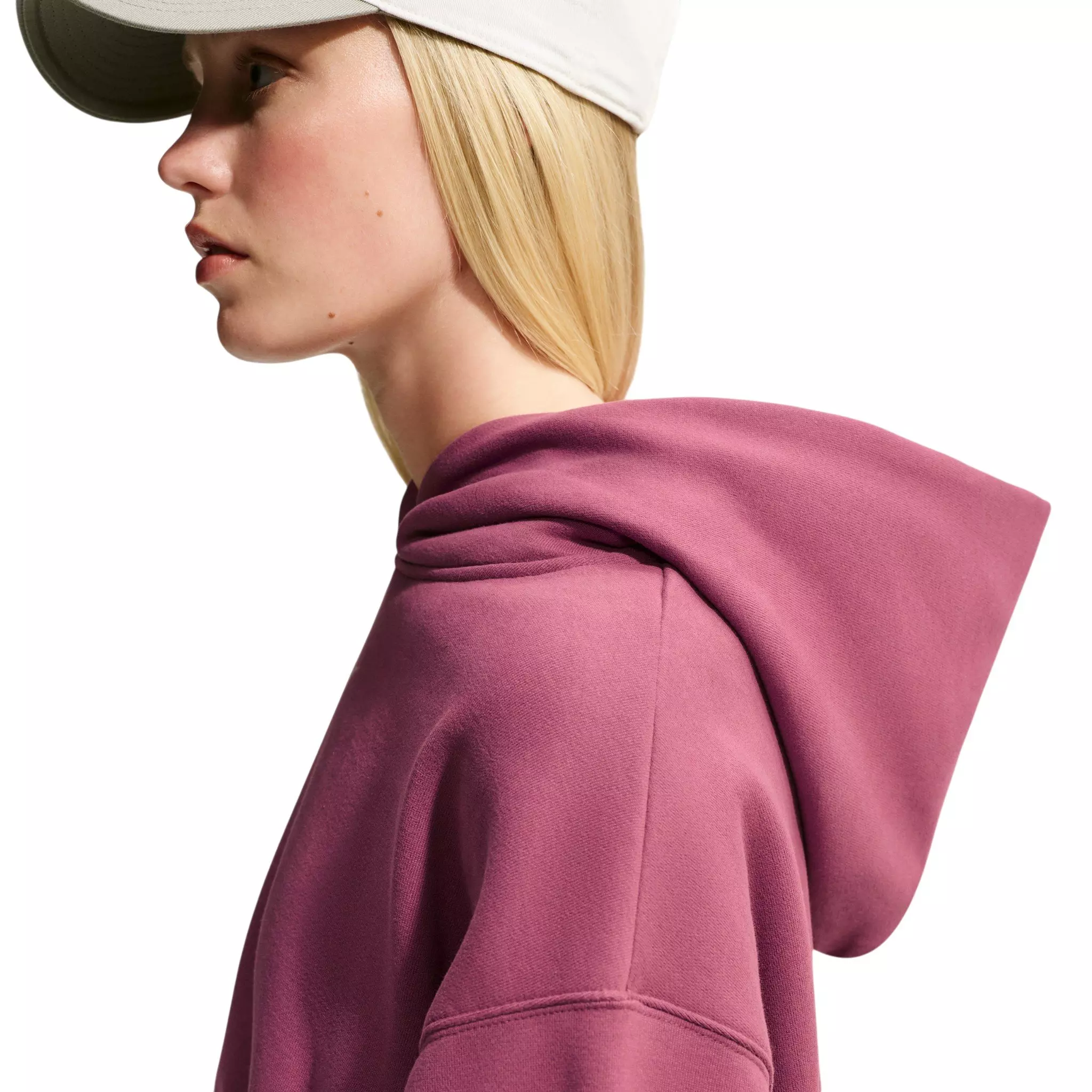 Nike Women's Studio Fleece Medium Weight Oversized Cropped Hoodie - Pink Smoke - PINK SMOKE