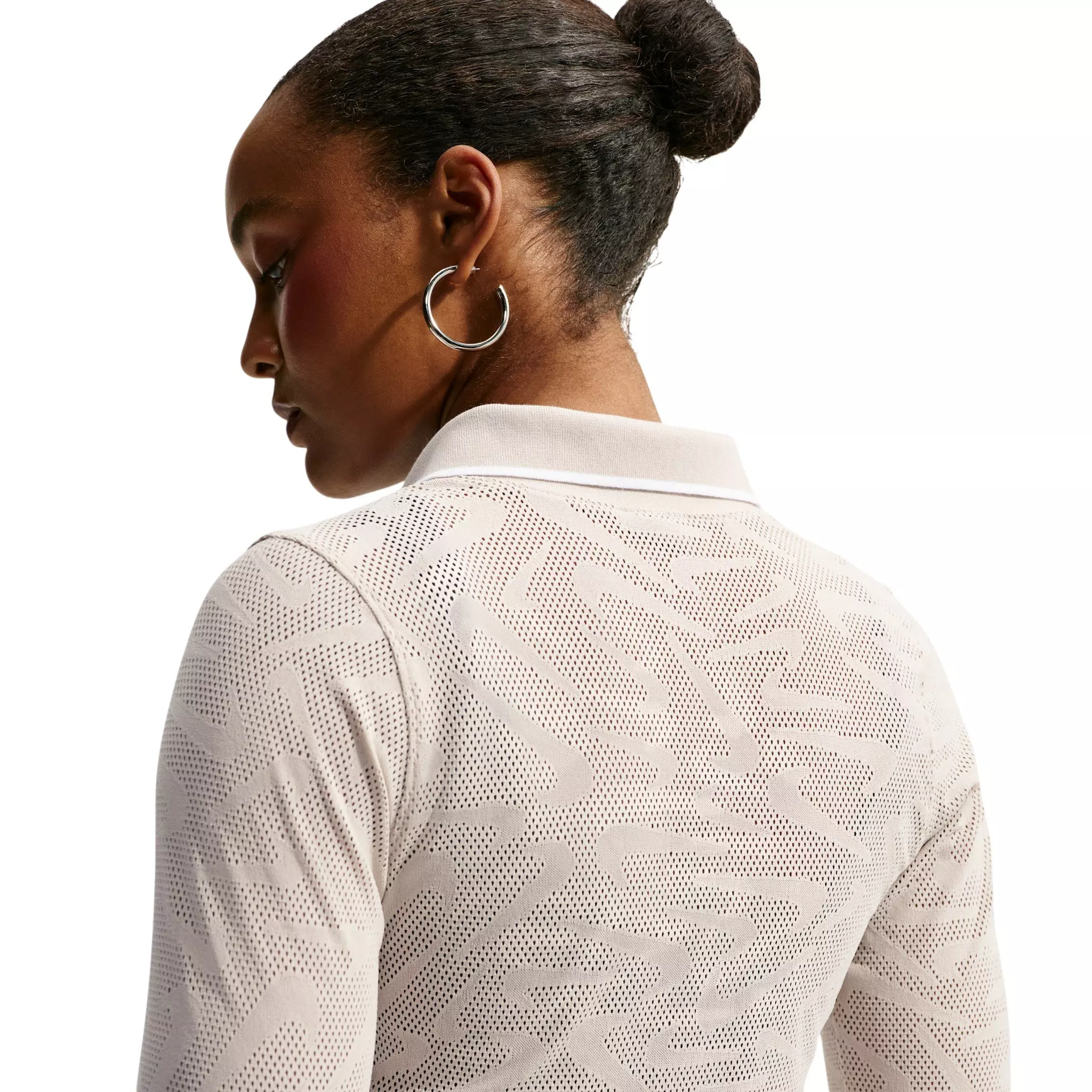 Nike Women's Sportswear Chill Knit Tight Mod-Cropped Long Sleeve Lace Top - Cream - CREAM