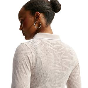 Nike Women's Sportswear Chill Knit Tight Mod-Cropped Long Sleeve Lace Top - Cream - CREAM