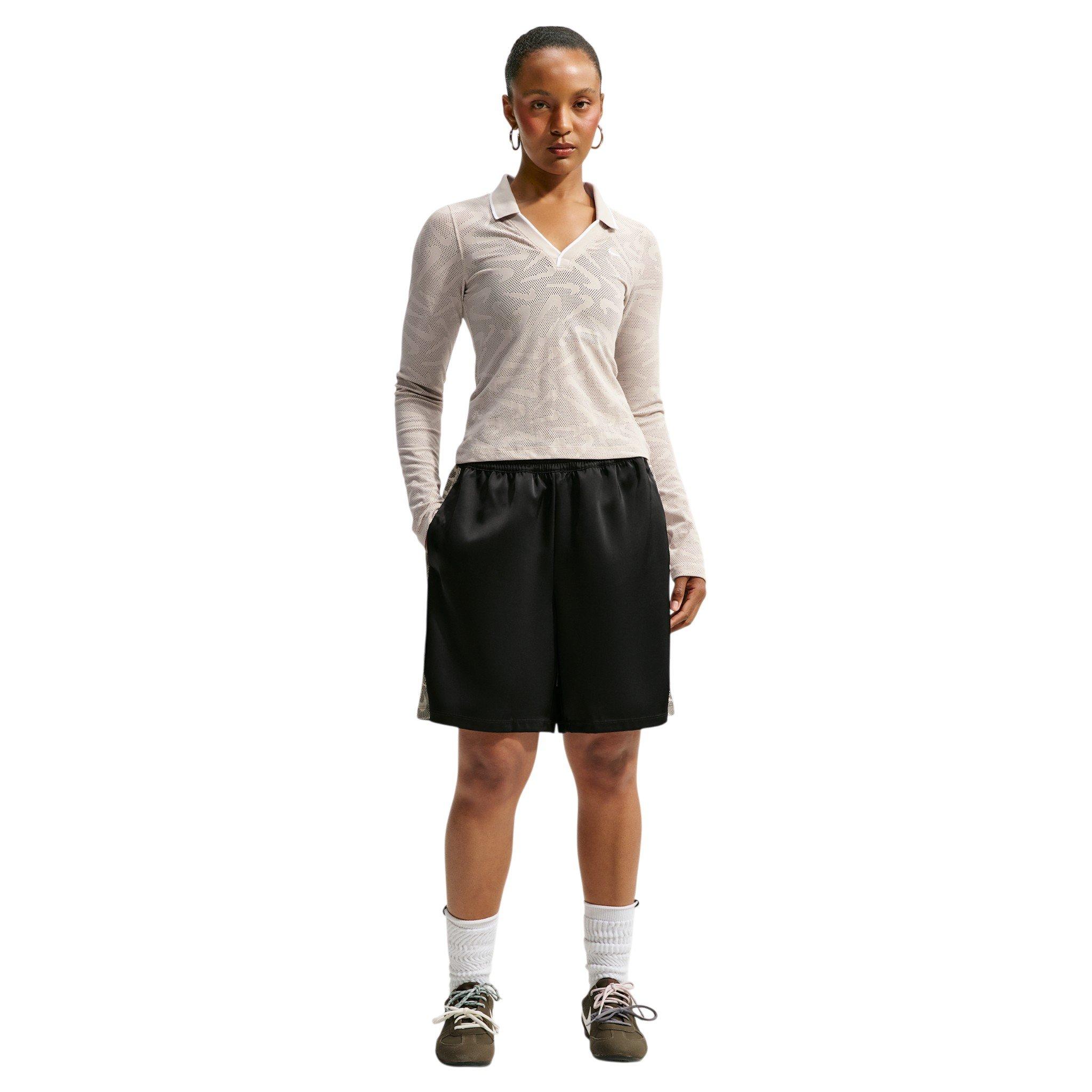 Nike Women's Sportswear Chill Knit Tight Mod-Cropped Long Sleeve Lace Top - Cream - CREAM