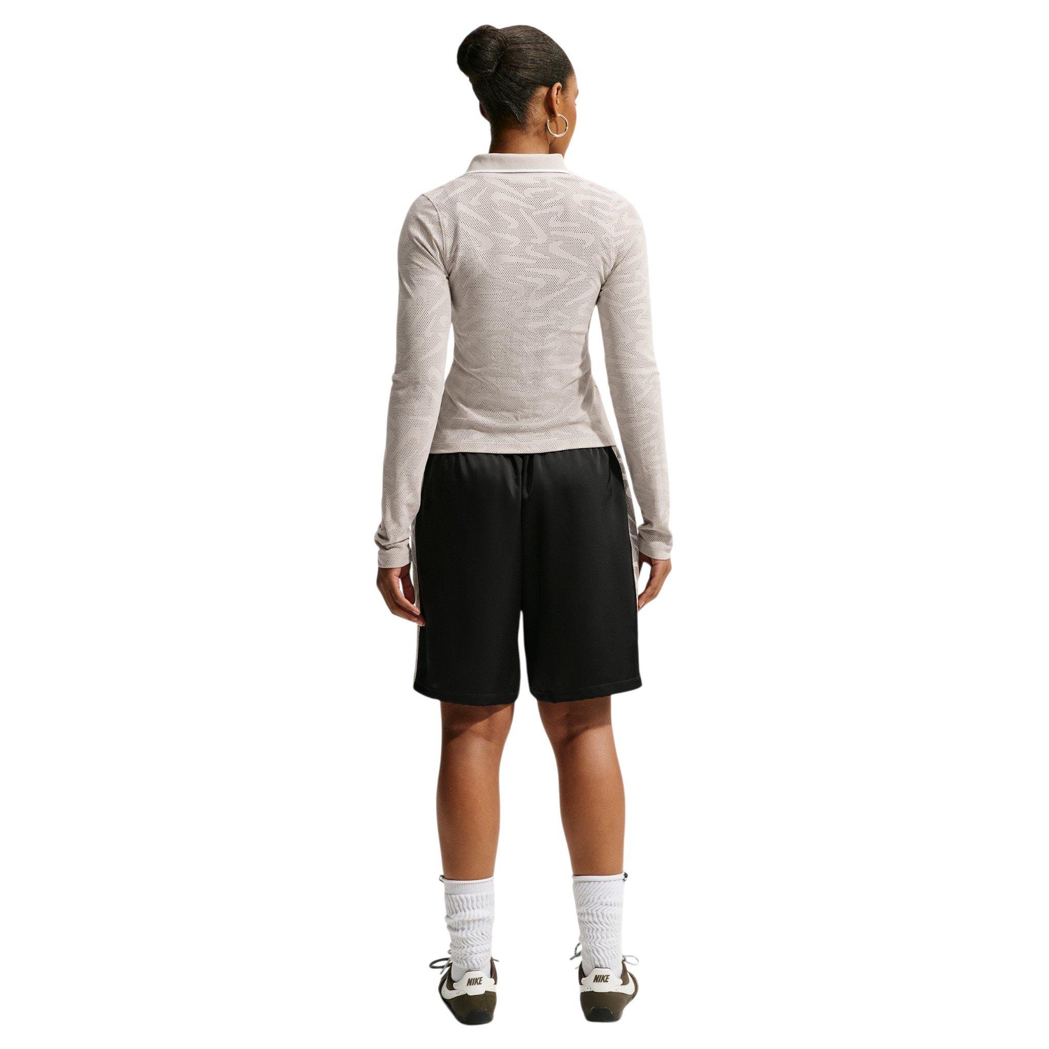 Nike Women's Sportswear Chill Knit Tight Mod-Cropped Long Sleeve Lace Top - Cream - CREAM