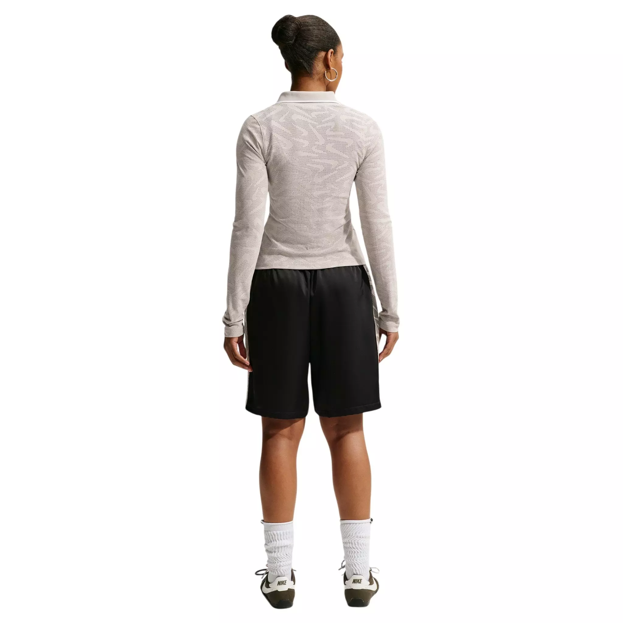 Nike Women's Sportswear Chill Knit Tight Mod-Cropped Long Sleeve Lace Top - Cream - CREAM
