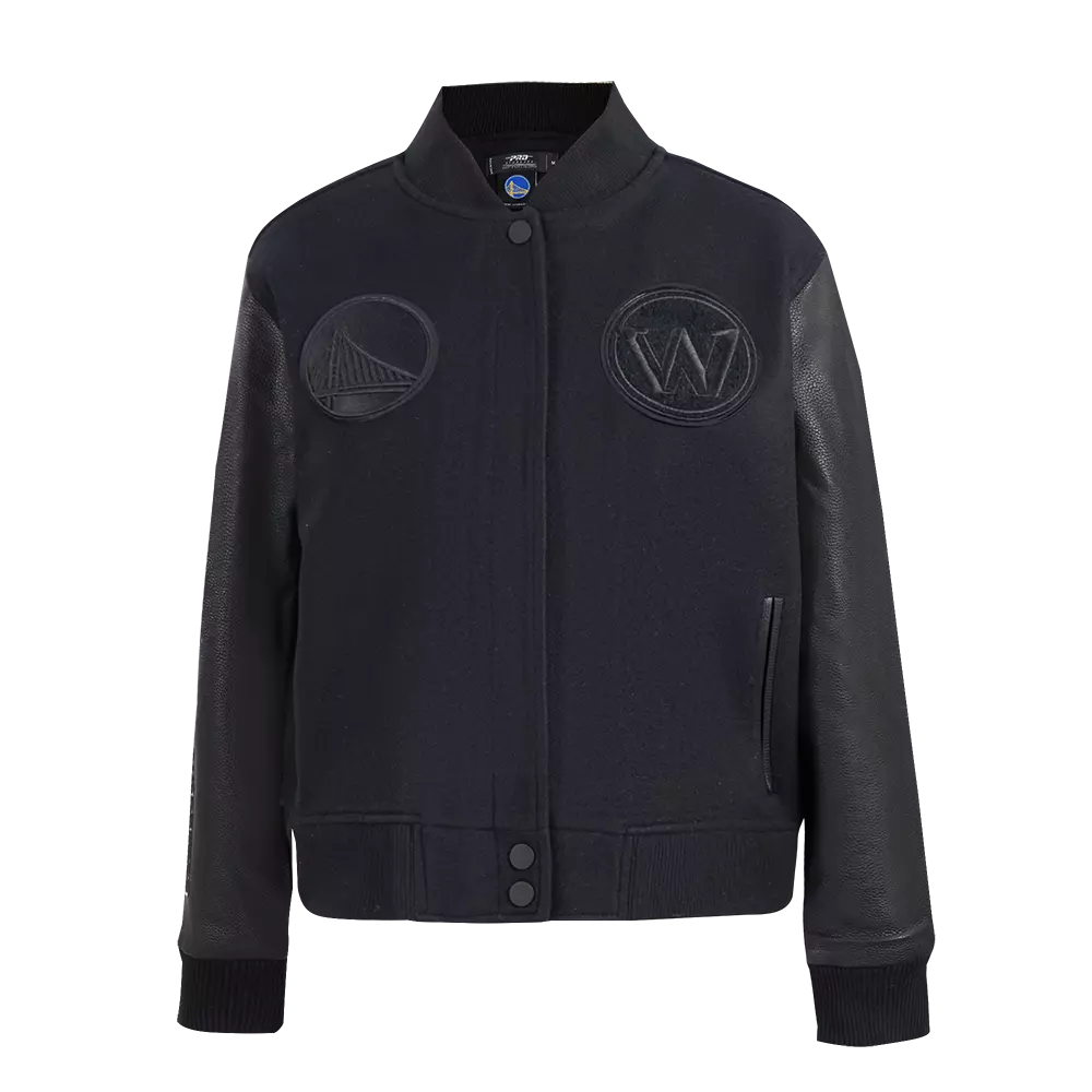 Pro Standard Women's NBA Golden State Warriors​ Triple Black Satin​ Jacket -Black - BLACK