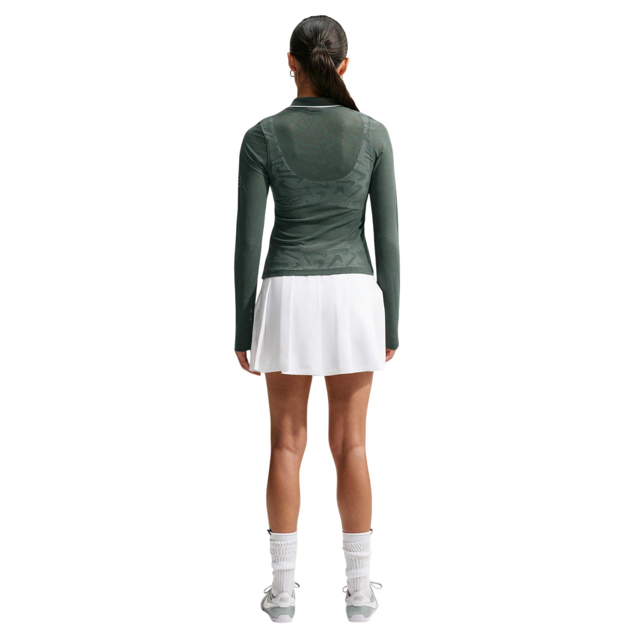 Nike Women's Sportswear Chill Knit Tight Mod-Cropped Long Sleeve Lace Top - Camo Green - CAMO GREEN