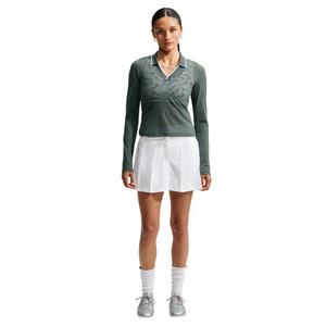 Nike Women's Sportswear Chill Knit Tight Mod-Cropped Long Sleeve Lace Top - Camo Green - CAMO GREEN