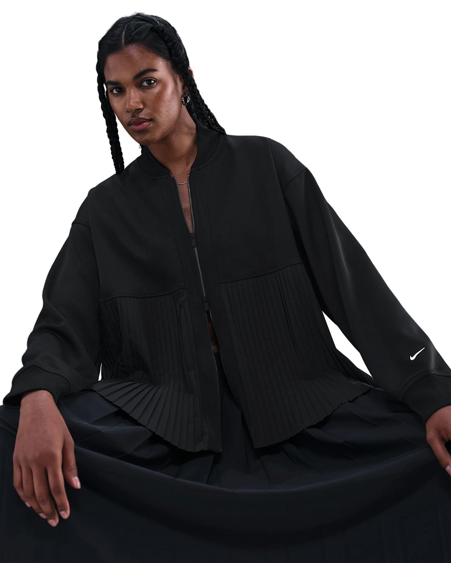 Nike Women's Sportswear Pleated Jacket - Black - BLACK Thumbnail View 3