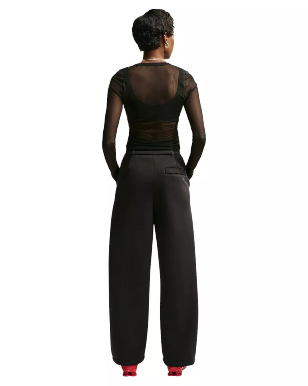 Nike Women's Sportswear Slim Long-Sleeve Sheer Top - Black/White - BLACK/WHITE