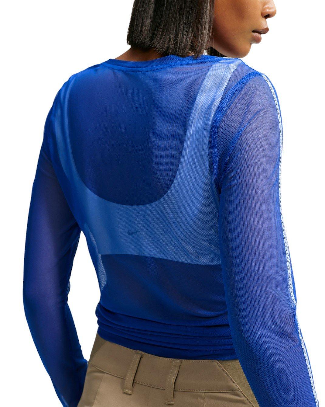 Nike Women's Sportswear Slim Long-Sleeve Sheer Top - Royal/White - ROYAL/WHITE