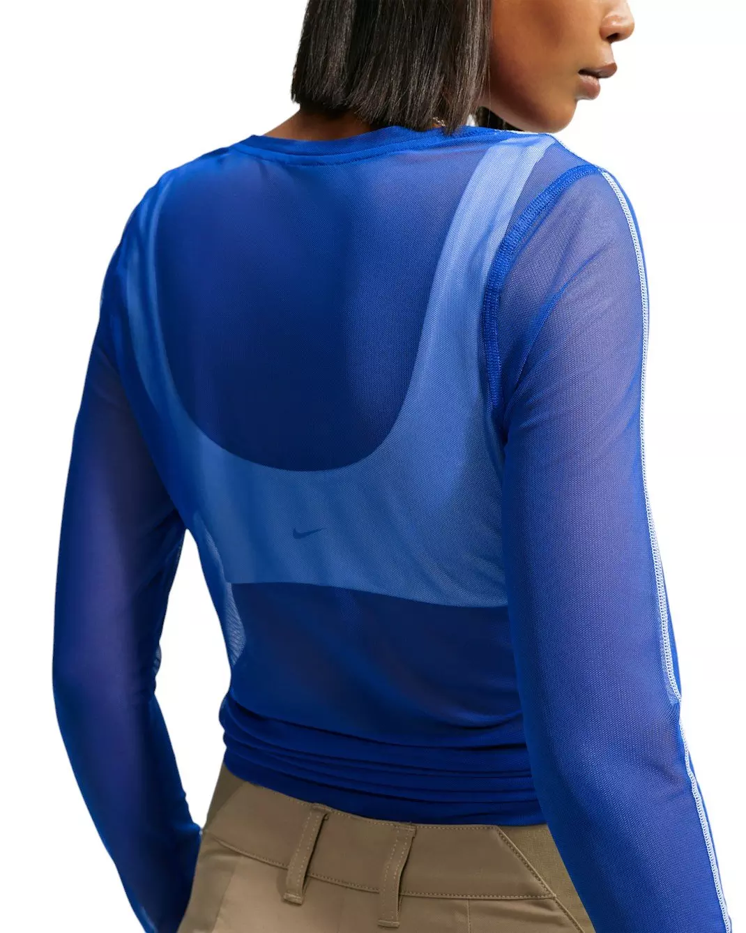 Nike Women's Sportswear Slim Long-Sleeve Sheer Top - Royal/White - ROYAL/WHITE