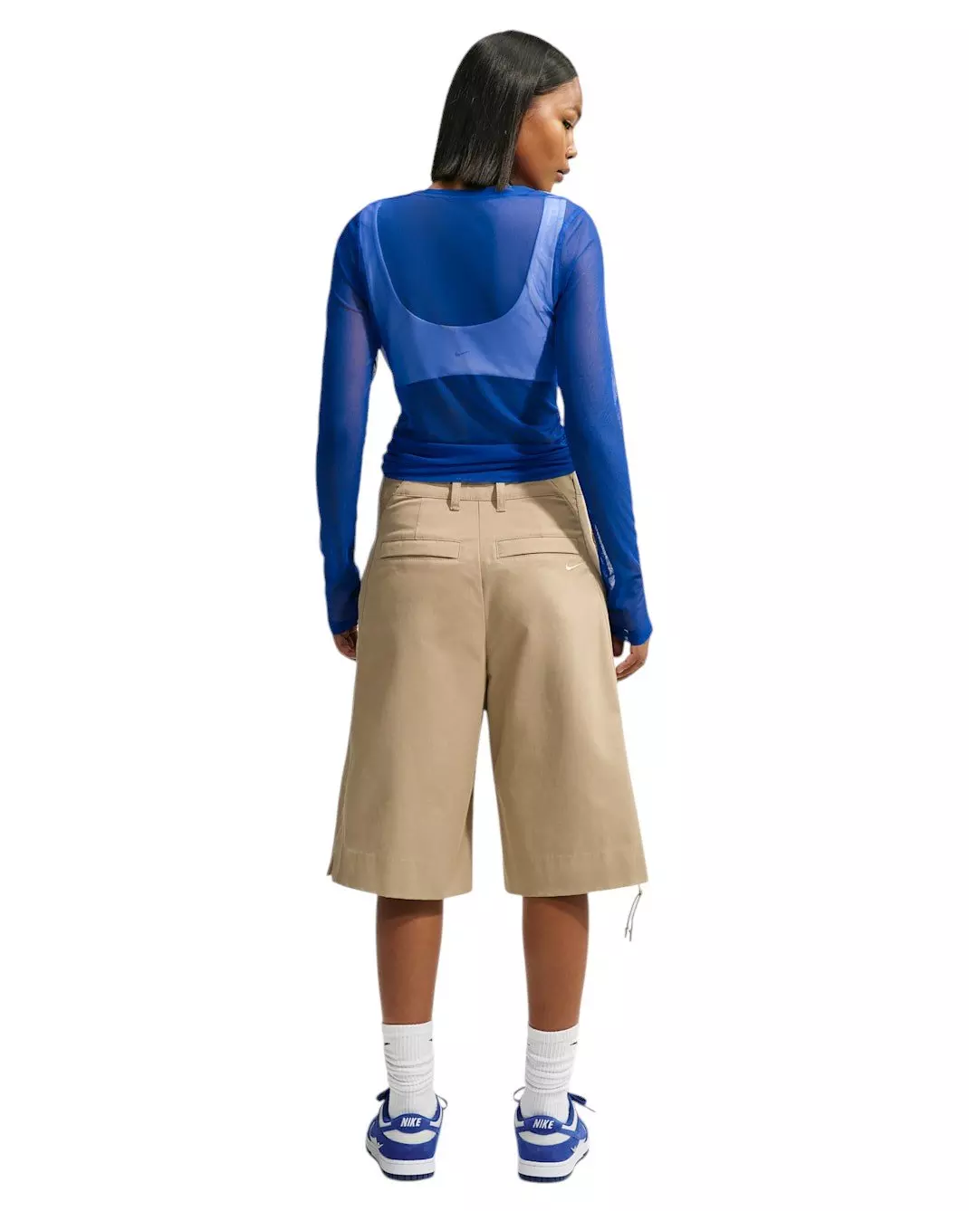Nike Women's Sportswear Slim Long-Sleeve Sheer Top - Royal/White - ROYAL/WHITE