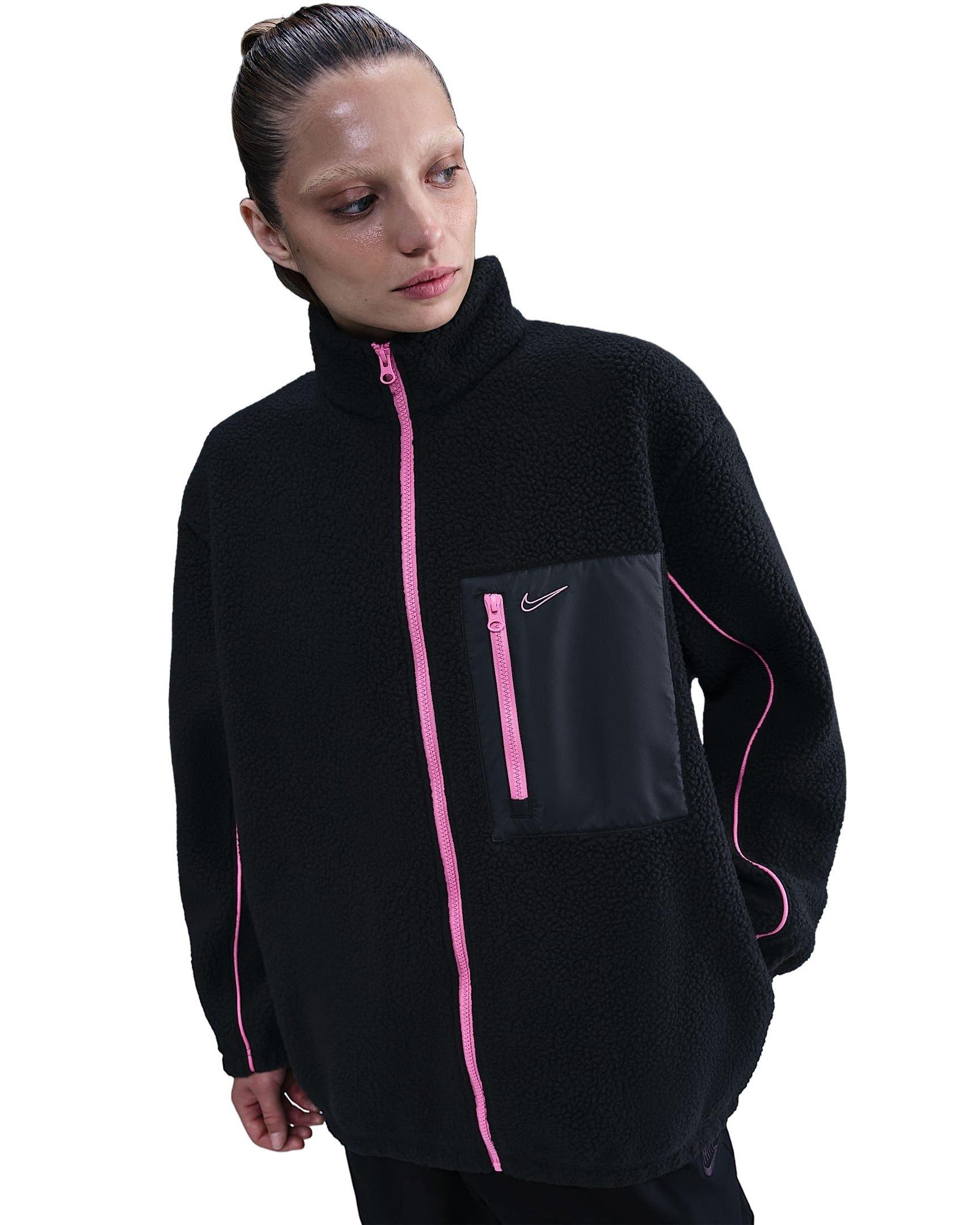 Nike Women's Oversized Fleece Zipper Jacket - Black/Pink