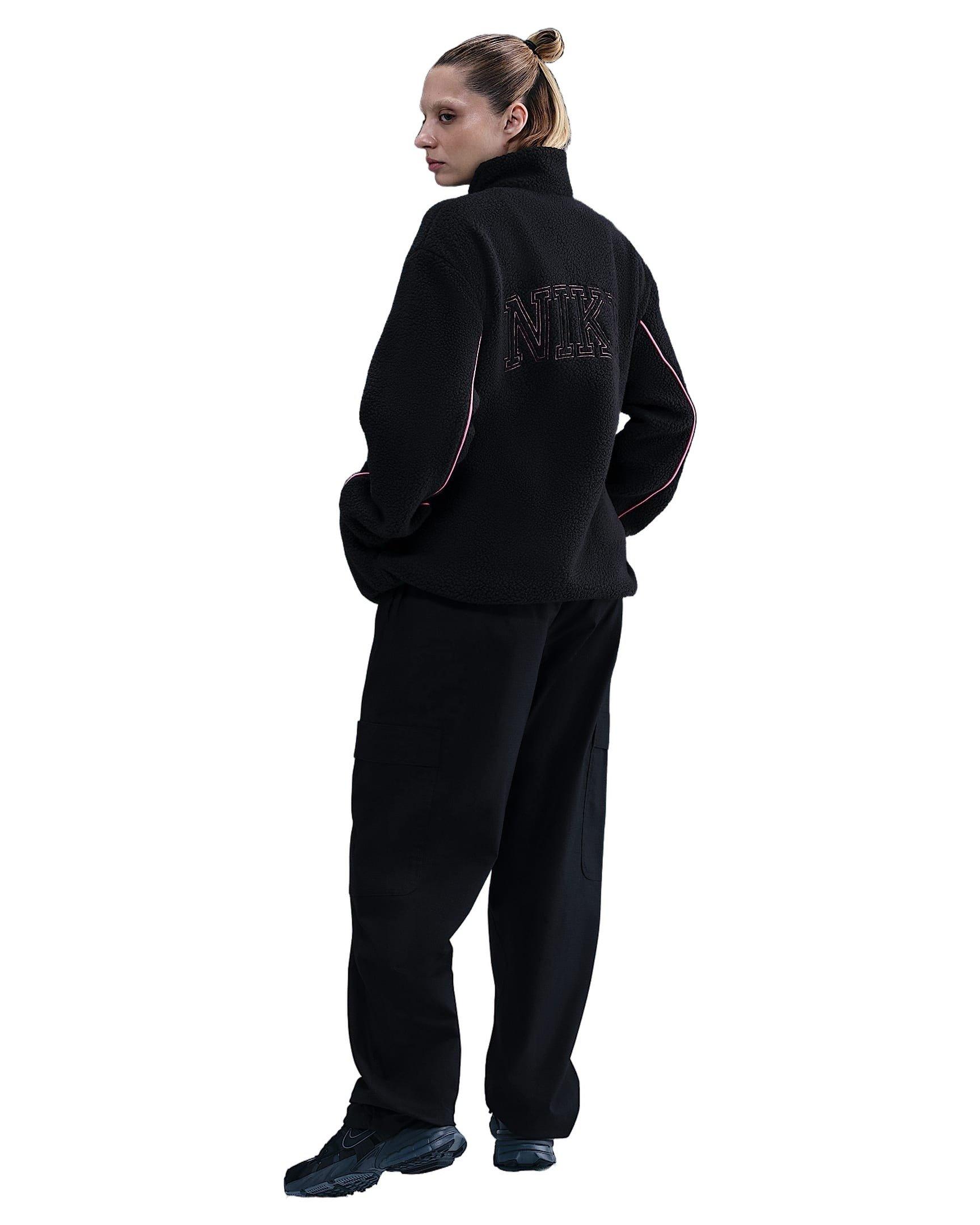 Nike Women's Sportswear Full-Zip High-Pile Fleece Jacket - Black/Pink - BLACK/PINK Thumbnail View 5