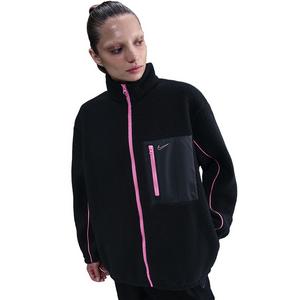 Nike Women's Sportswear Full-Zip High-Pile Fleece Jacket - Black/Pink