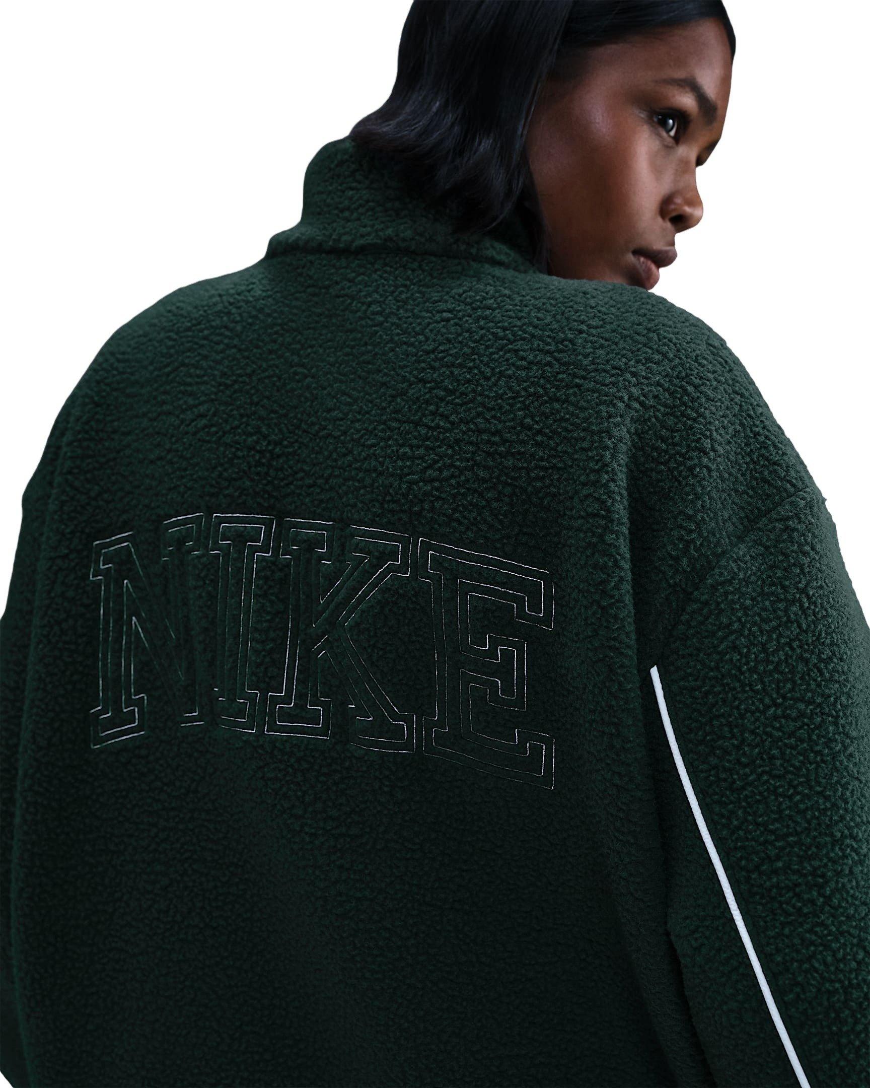Nike Women's Sportswear Full-Zip High-Pile Fleece Jacket - Green/White - GREEN/WHITE Thumbnail View 2