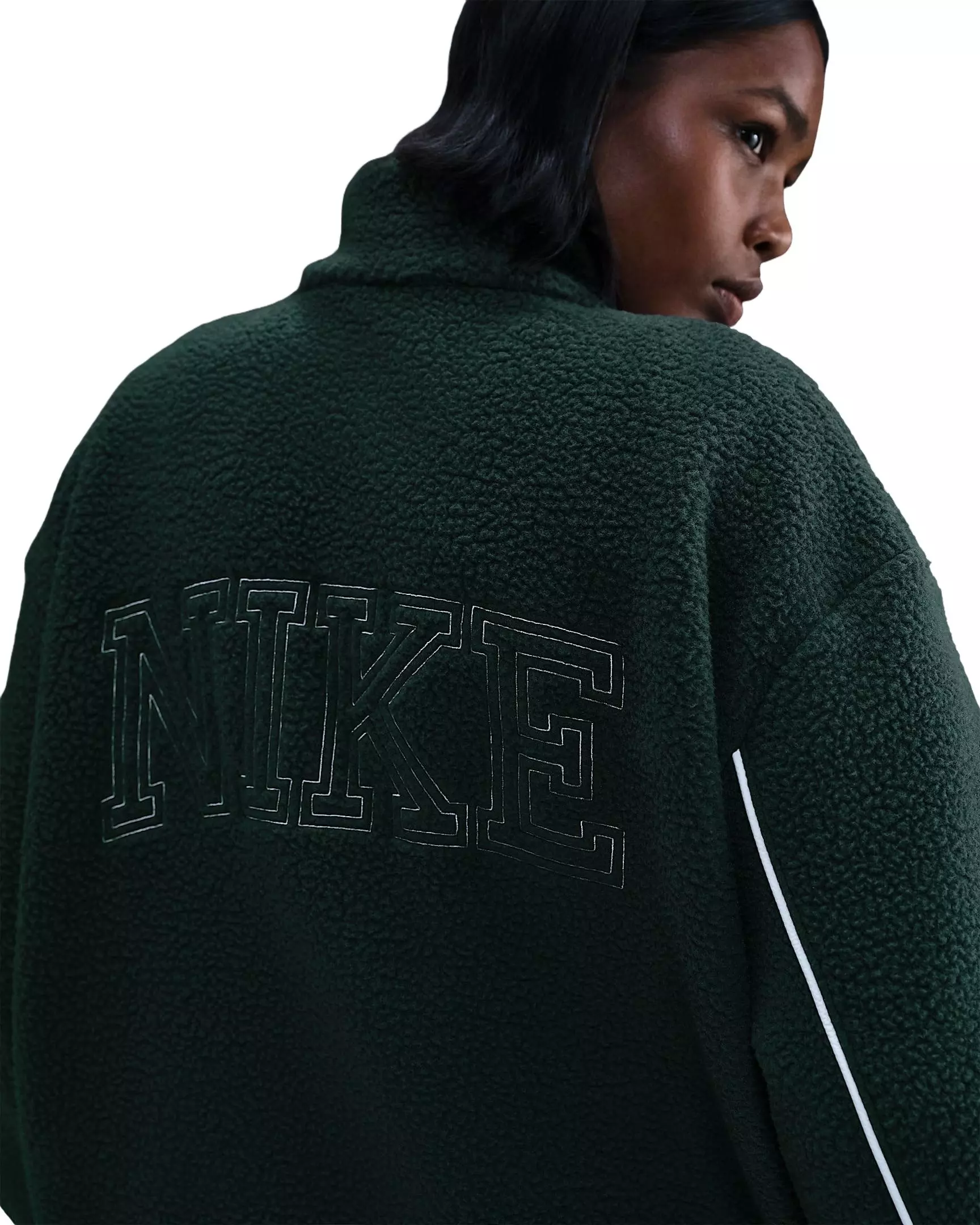 Nike Women's Sportswear Full-Zip High-Pile Fleece Jacket - Green/White - GREEN/WHITE