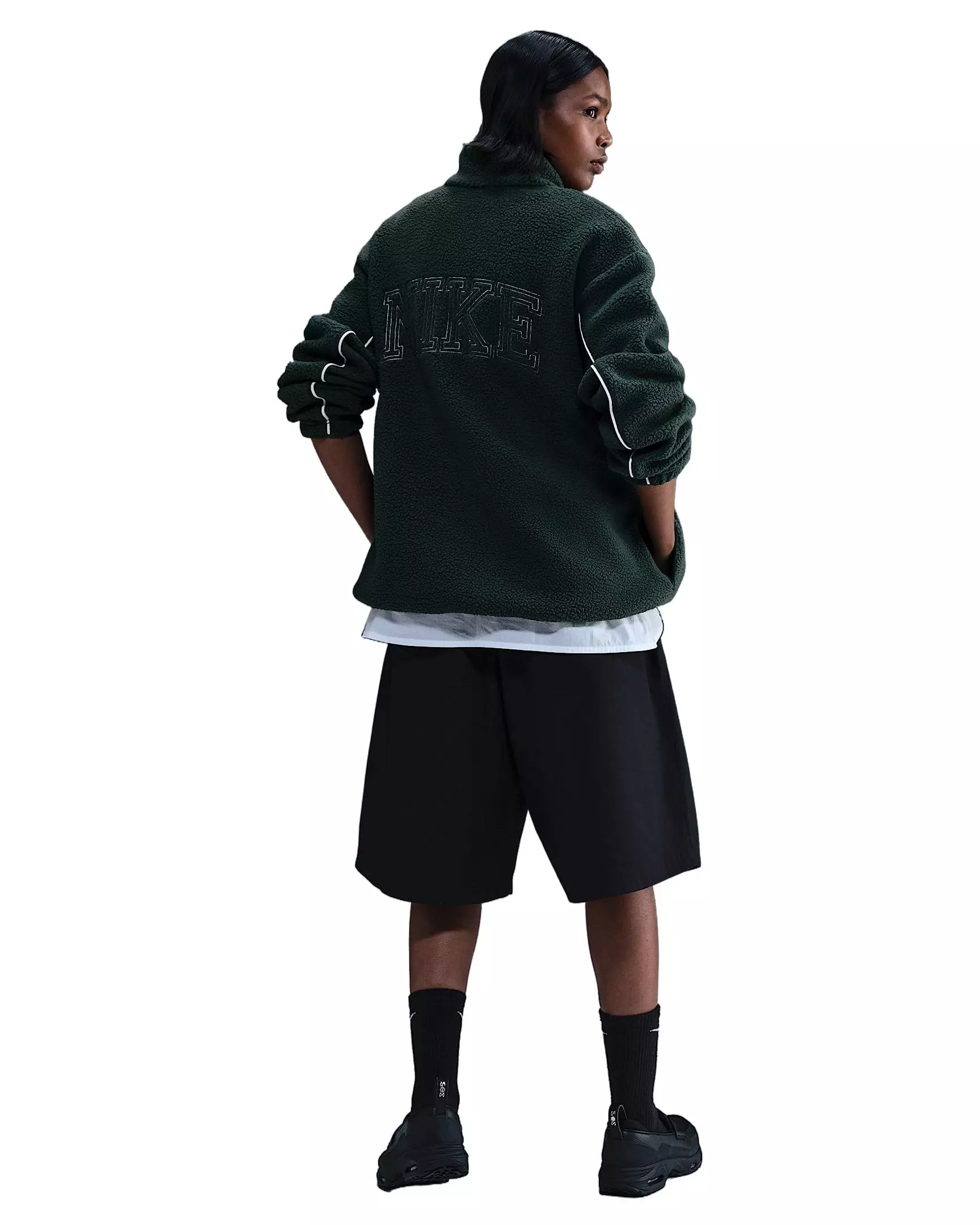 Nike Women's Sportswear Full-Zip High-Pile Fleece Jacket - Green/White - GREEN/WHITE